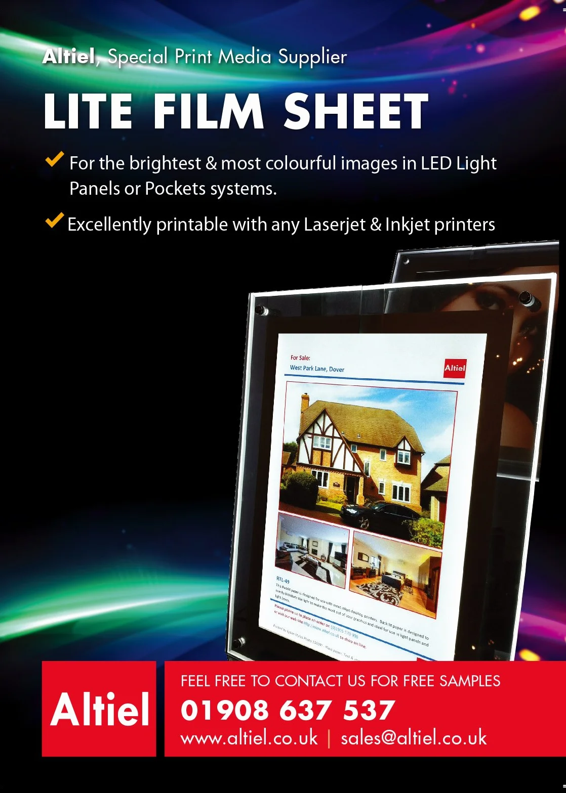 RTL49 - A4 x 100 hojas a para cualquier mjcls e impresoras Laser (copiadoras) - Papel/Lite retroiluminada para el bolsillo de luz LED/Luz LED Panel + / - £66,00 Lightbox IVA y entrega al día siguiente está disponible