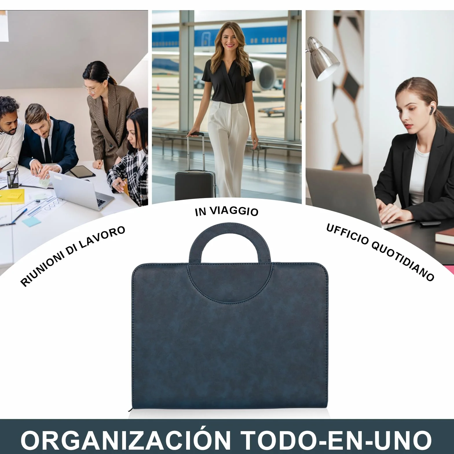 Carpeta A4 de Piel Vegana Leathario, Cuaderno Porta Documentos con Encuadernación de Anillos