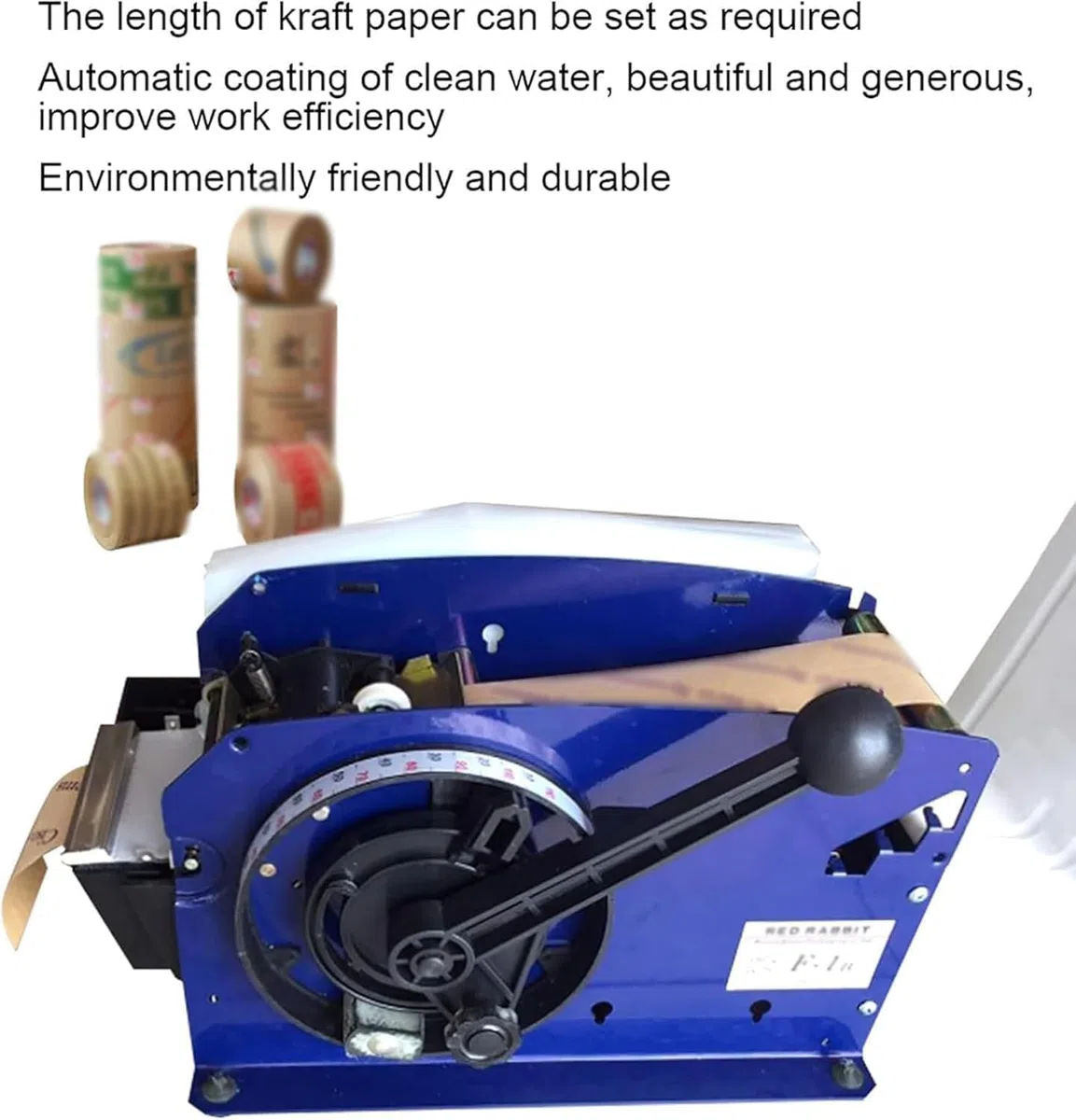 Dispensador de cinta Kraft, máquina de papel manual semiautomática de pegamento húmedo, compatible con 20-100 mm de ancho y hasta 200 mm de diámetro máximo del rollo