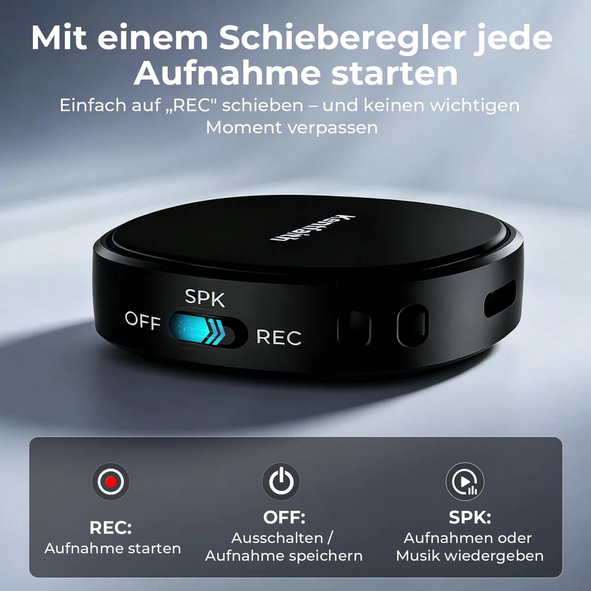 Kentfaith Mini Grabadora de Voz Magnética 128GB | Activación por Voz, Reducción de Ruido DSP, 25H de Batería, Grabadora Digital USB-C para Reuniones, Clases e Entrevista
