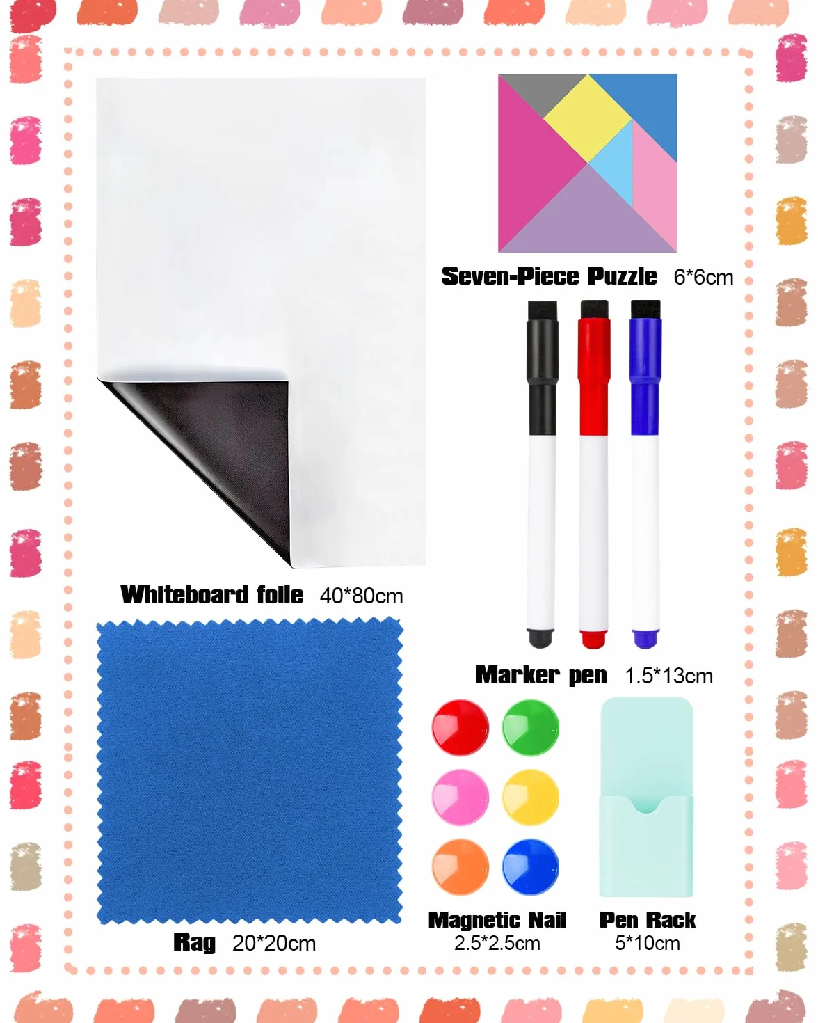 Papel de pizarra magnética 40 x 80 cm autoadhesivo para pared oficina hogar