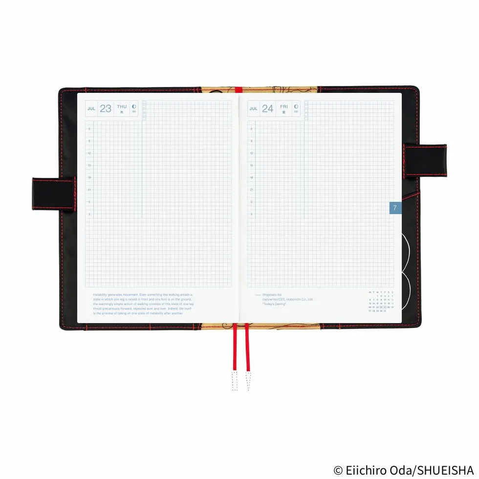 Hobonichi Techo A5 - Funda para agenda de One Pieza: sombrero de paja, color negro