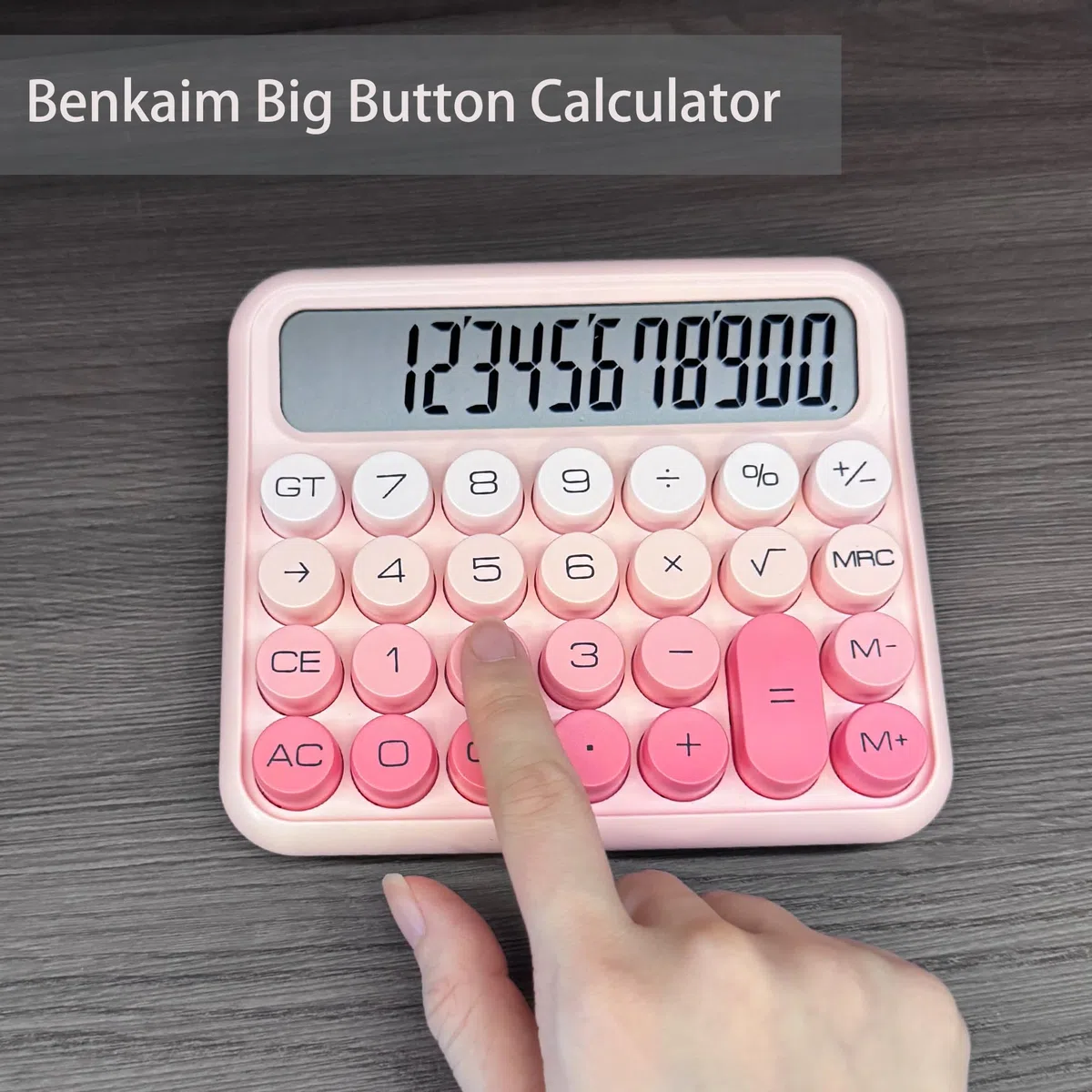 Benkaim - Calculadora de Escritorio, calculadora estándar básica, Pantalla LCD Grande de 12 dígitos, botón Grande para Escuela, hogar y Negocios, Accesorios de Escritorio Dorados (Beige)