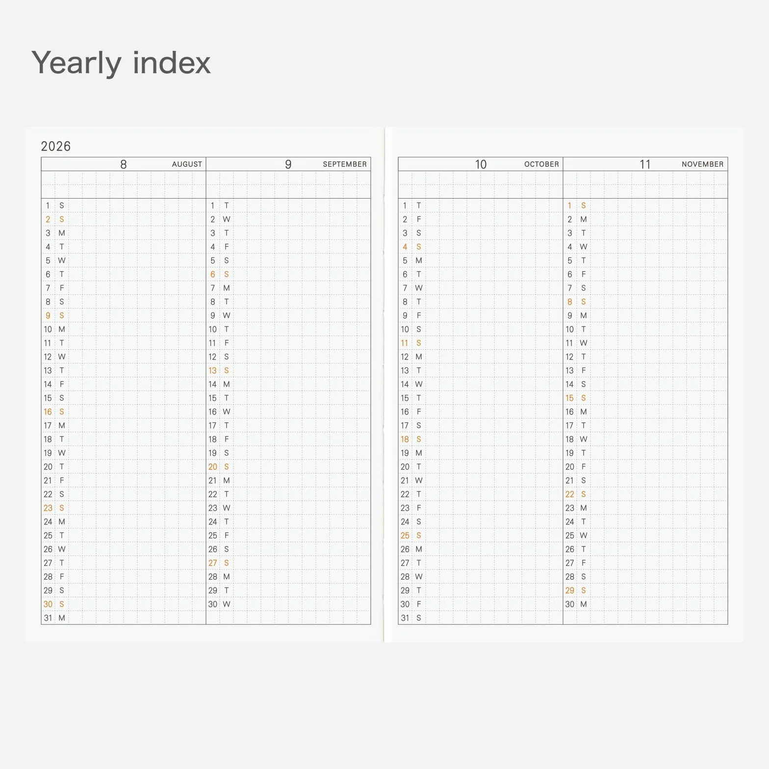 Hobonichi Techo 2026 Libro Planificador – A6, Inglés, Diario, Inicio de Enero, Inicio de Lunes