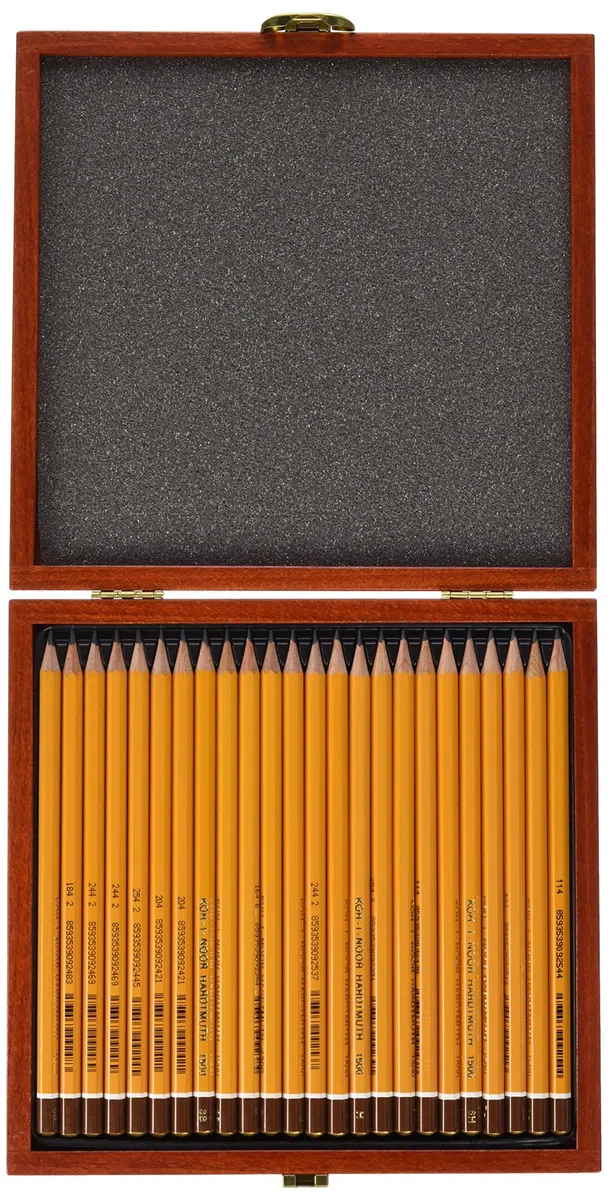 KOH-I-NOOR 8B-10H - Lápices (grafito, en caja de madera, 24 unidades)
