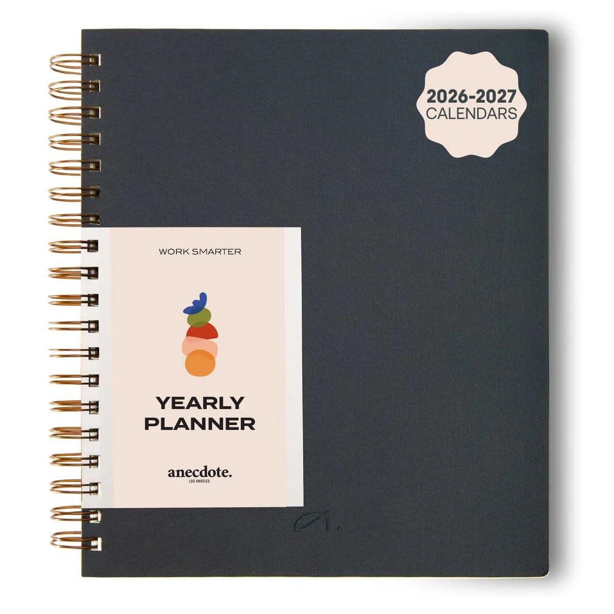Anecdote - Agenda 2024-2025 (8.5 x 10 pulgadas), planificador diario, semanal y mensual, 52 semanas con cubierta Buckram de biblioteca, espiral de latón, papel resistente al sangrado, color azul tinta