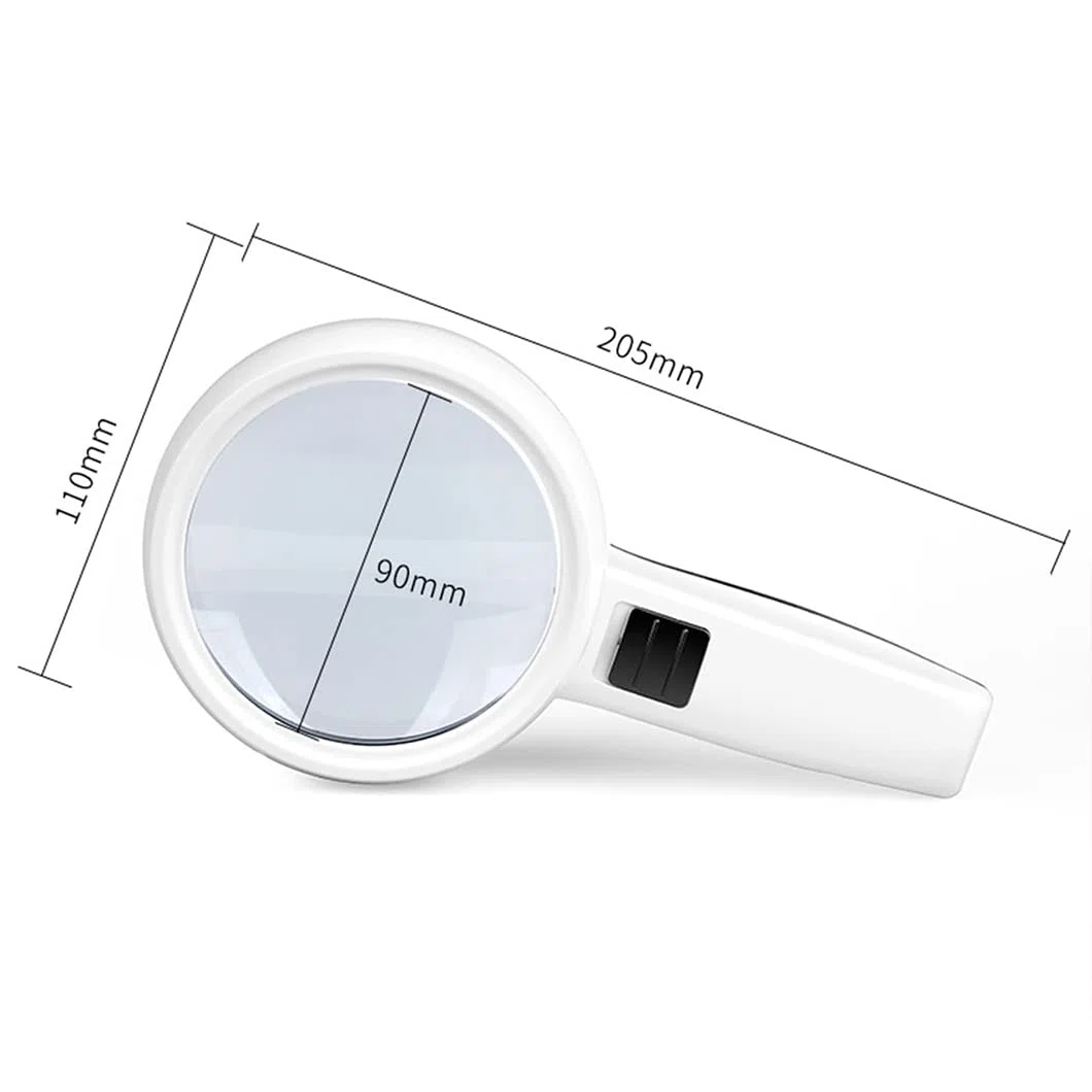 CanEve Lupa de Mano 30X con 3 Luces LED, Lupa iluminada, Lupa de Lectura for degeneración Macular, Lectura de Personas Mayores, Soldadura, inspección, Blanco co Lupa