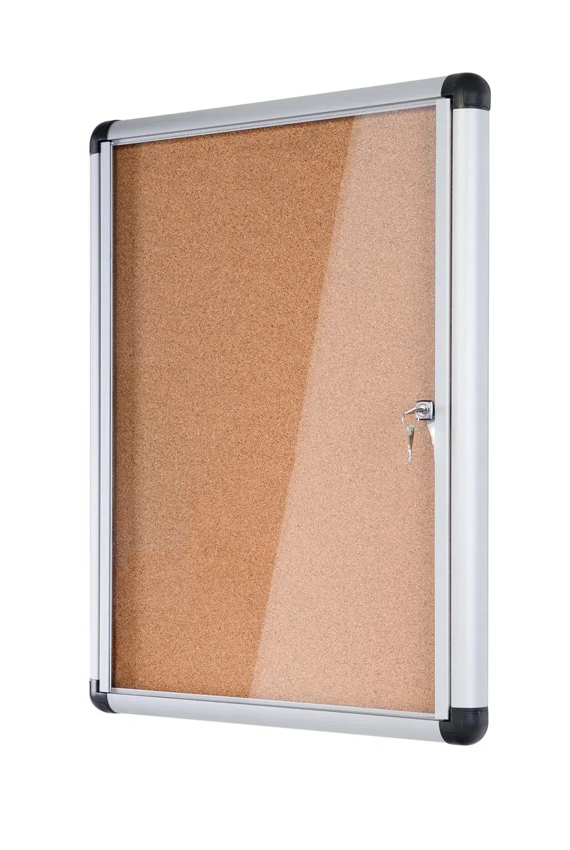 Bi-Office Enclore Extra - Vitrina de Interior de Corcho con Puerta de Acrílico y Cerradura, 723 x 984mm - 9x A4