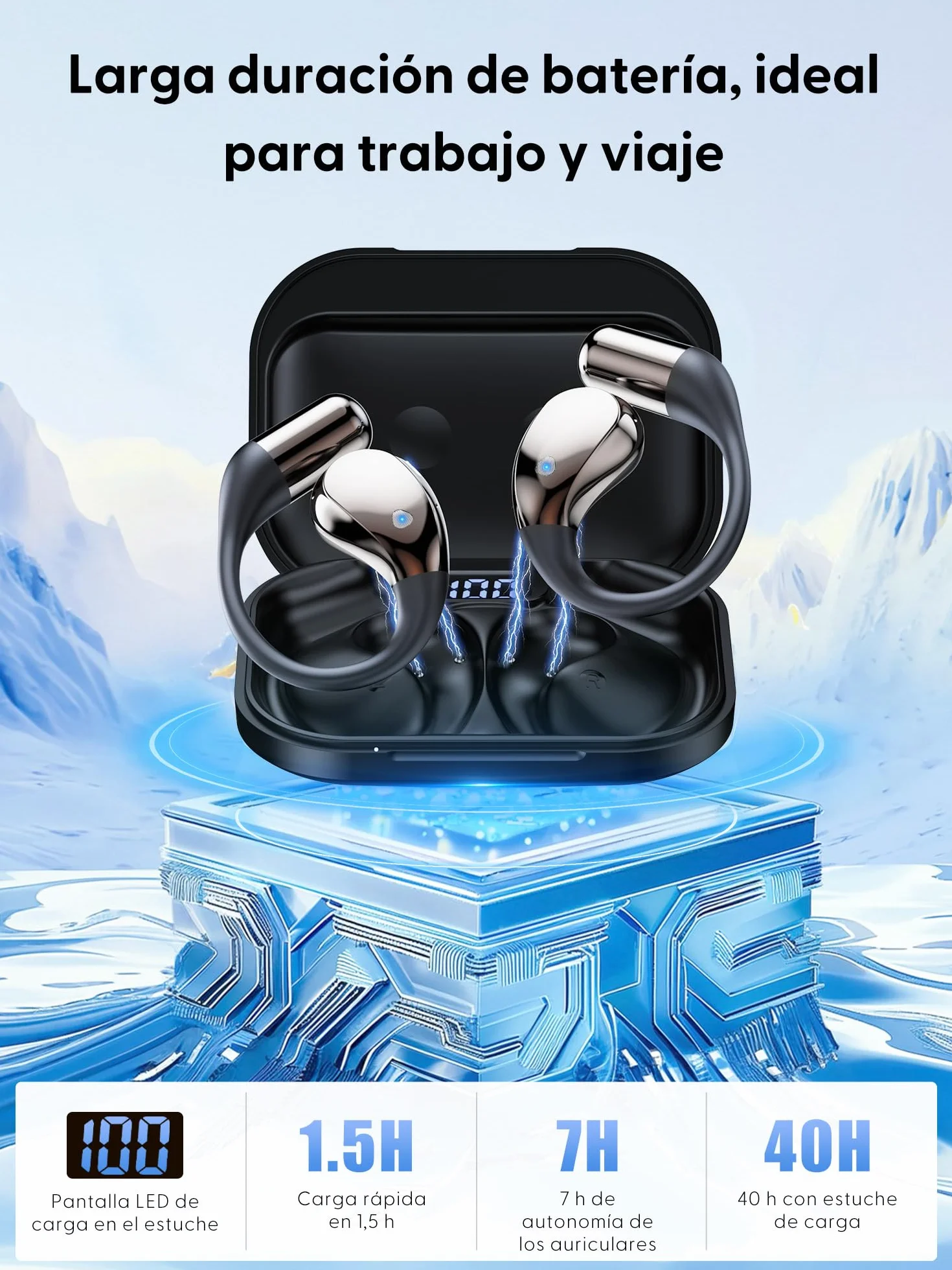AI Auriculares Traductor en Tiempo Real: 164 Idiomas Traductor Instantáneo 3 en 1 - Bluetooth 6.0 Audífonos Traductores 40h Batería - 6 Modos de TraduccióN para Viajes Negocios Aprendizaje Reuniones