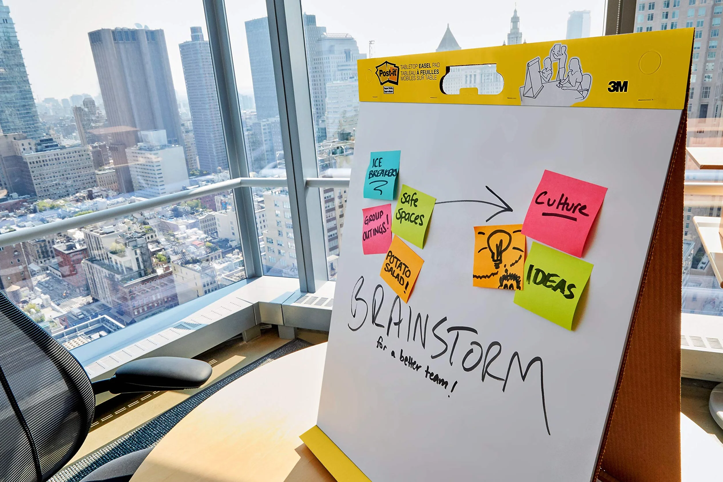 Post-It Super Sticky Notas para Reuniones, Paquete de 1 Bloc de Notas, con 20 Hojas, 584x508 mm, Color Blanco, Para Compartir Ideas y Presentar Visualmente