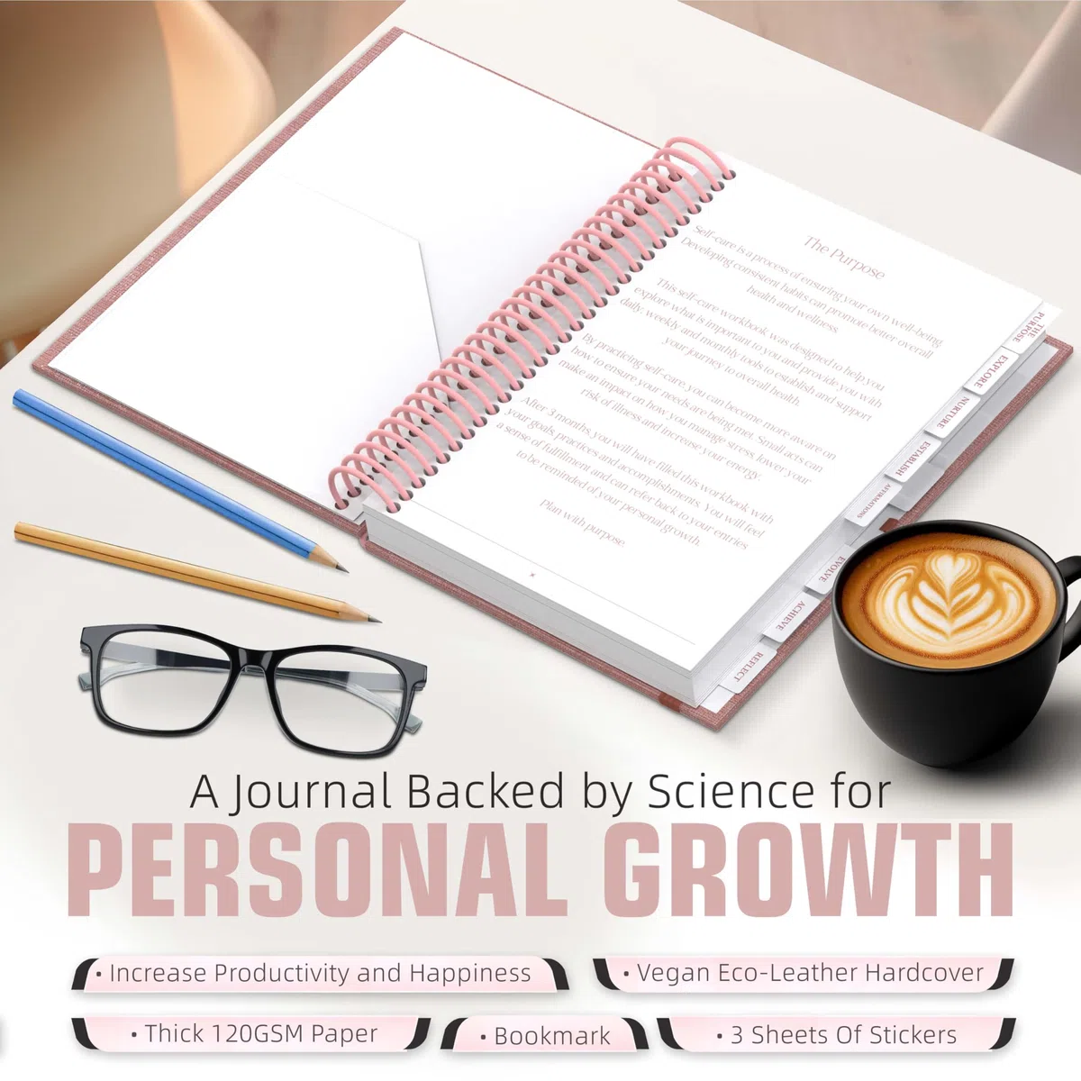 Planners with Purpose Diario de cuidado personal – Cuaderno de reflexión diario guiado para apoyar los hábitos de salud mental y física – Planificador de manifestación y afirmaciones de amor propio –