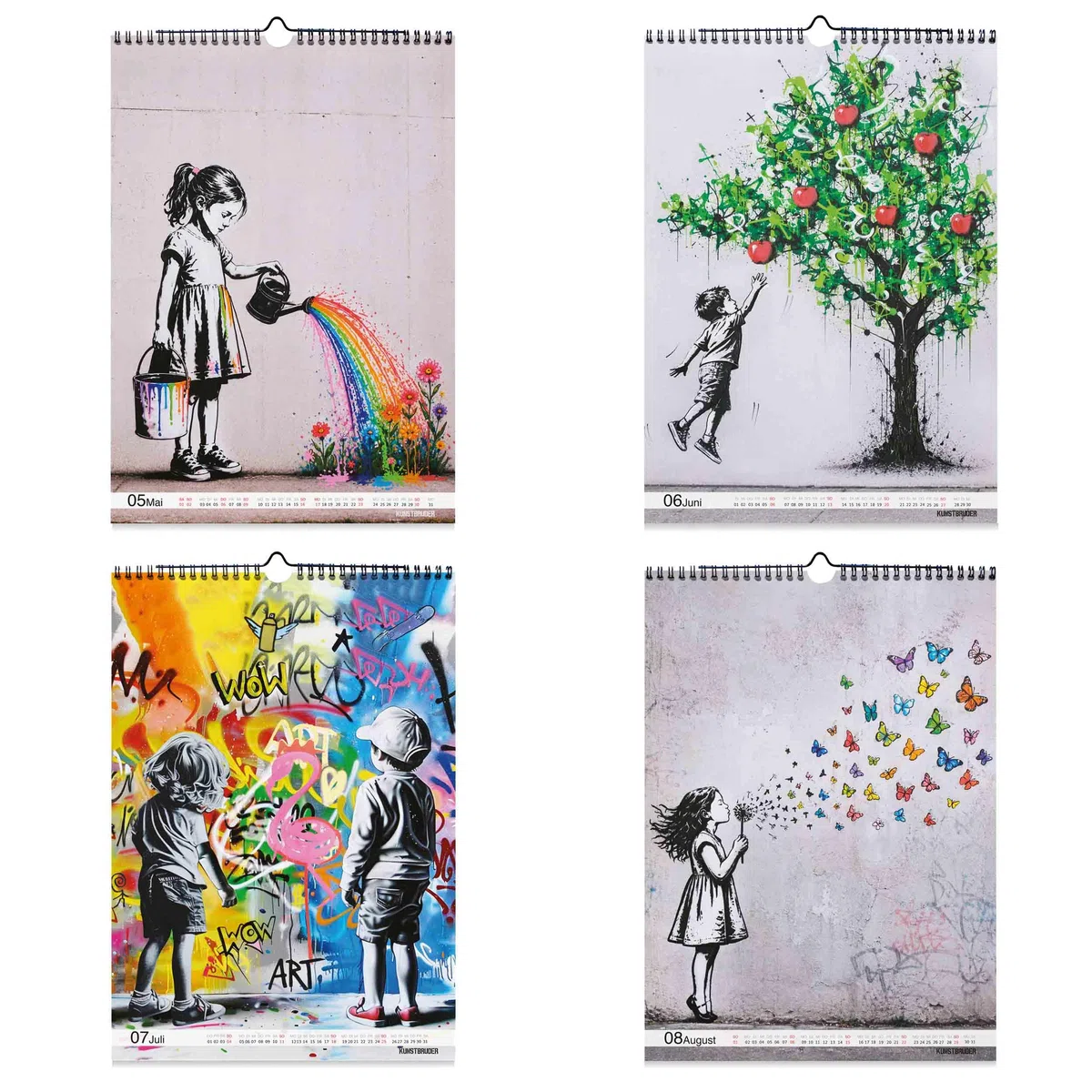 Banksy Calendario 2026 A2 de borde alto, calendario de pared en formato XXL con las imágenes más bellas de arte callejero, calendario anual Banksys Graffiti, salón, oficina, 2026 (arte callejero)