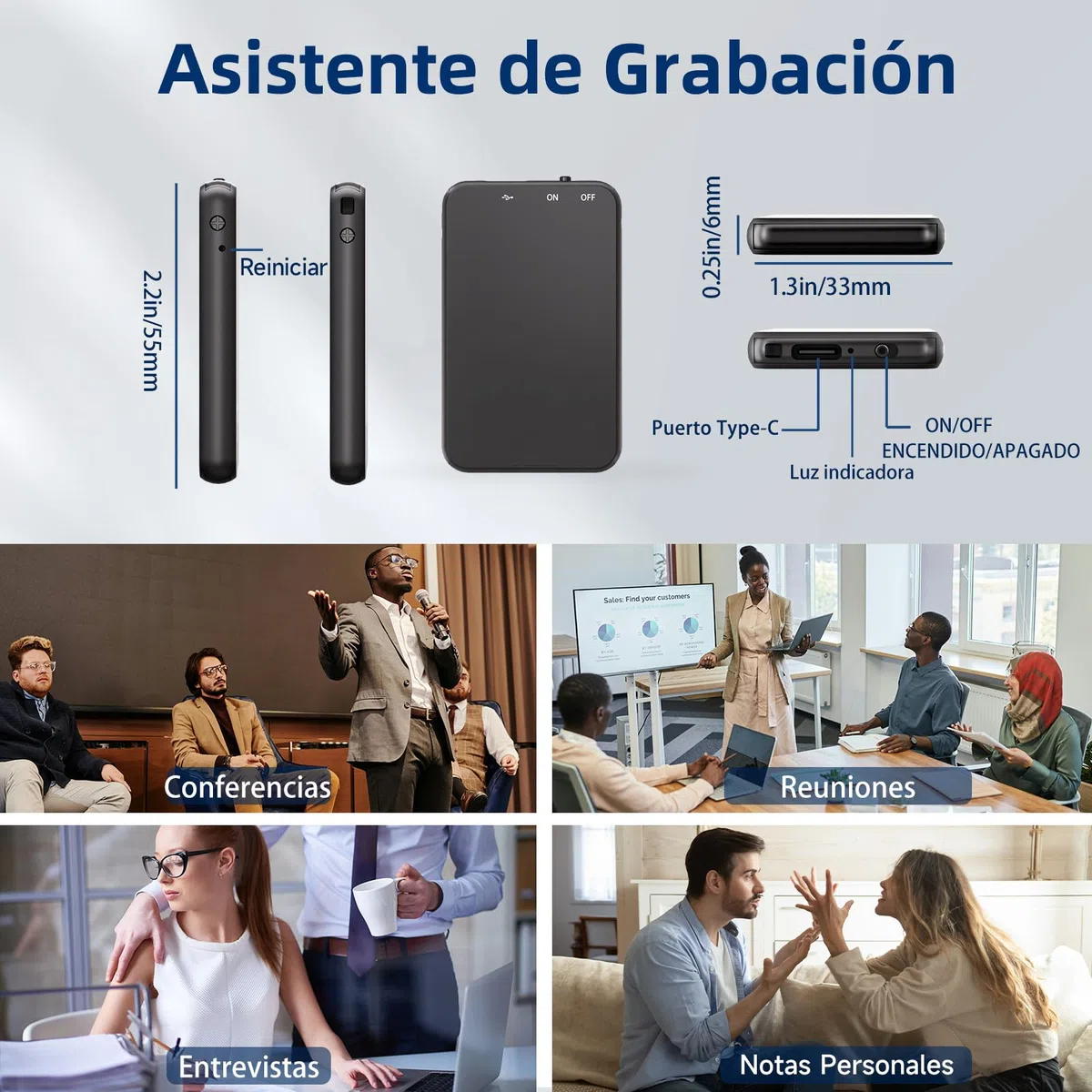 Grabadora de Voz, Vandlion HD Grabadora con Reducción de Ruido, USB C Mini Grabadora Digital con 40 Horas de Grabación para Reuniones Entrevistas Conferencias Clase