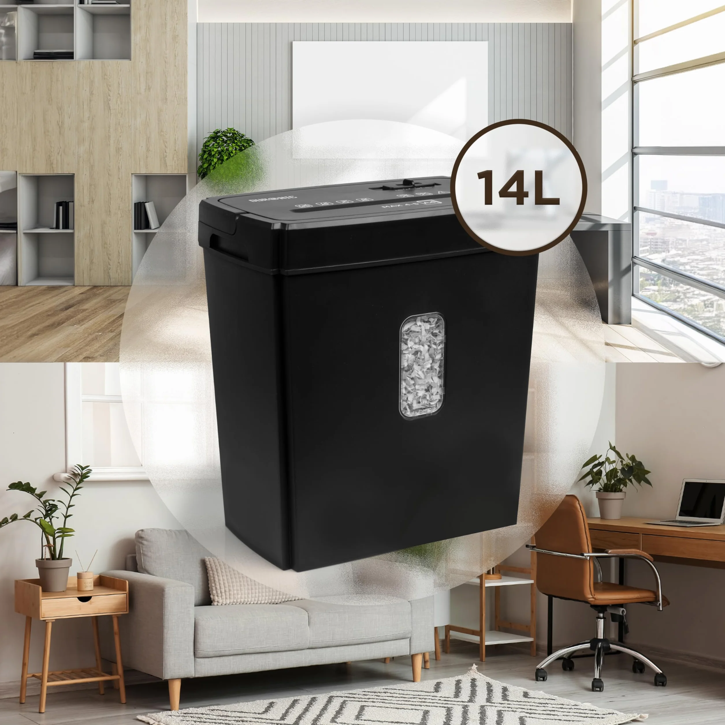 Duronic PS657 Destructora de Documentos | 5 x A4 Capacidad 15 L | Corte Transversal eléctrico 170 W | para el hogar y la Oficina | Destructora de Escritorio | Papelera extraíble