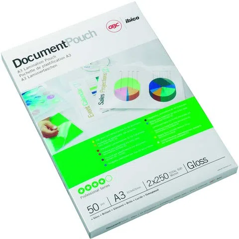 GBC - Funda para plastificar (DIN A3, brillante, 500 micras, 50 unidades)