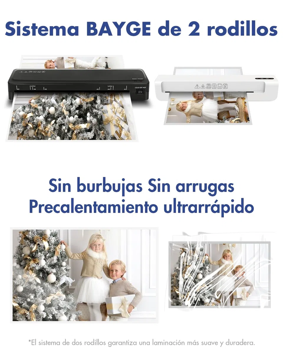 Plastificadora A3 Máquina de Laminadora, Fría de calentamiento con cortador de Papel, 5 en 1 plastificadora A3 portátil para hogar/oficina/escuela