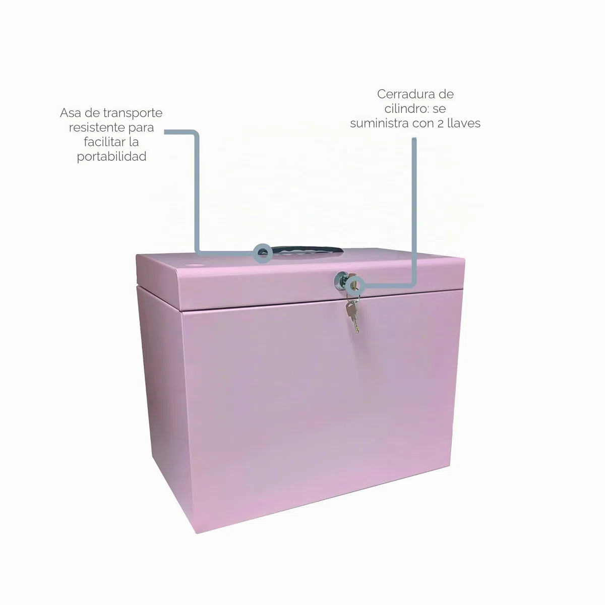 Cathedral Products Caja archivadora de acero A4 con paquete inicial de 5 archivadores colgantes, color rosa pastel