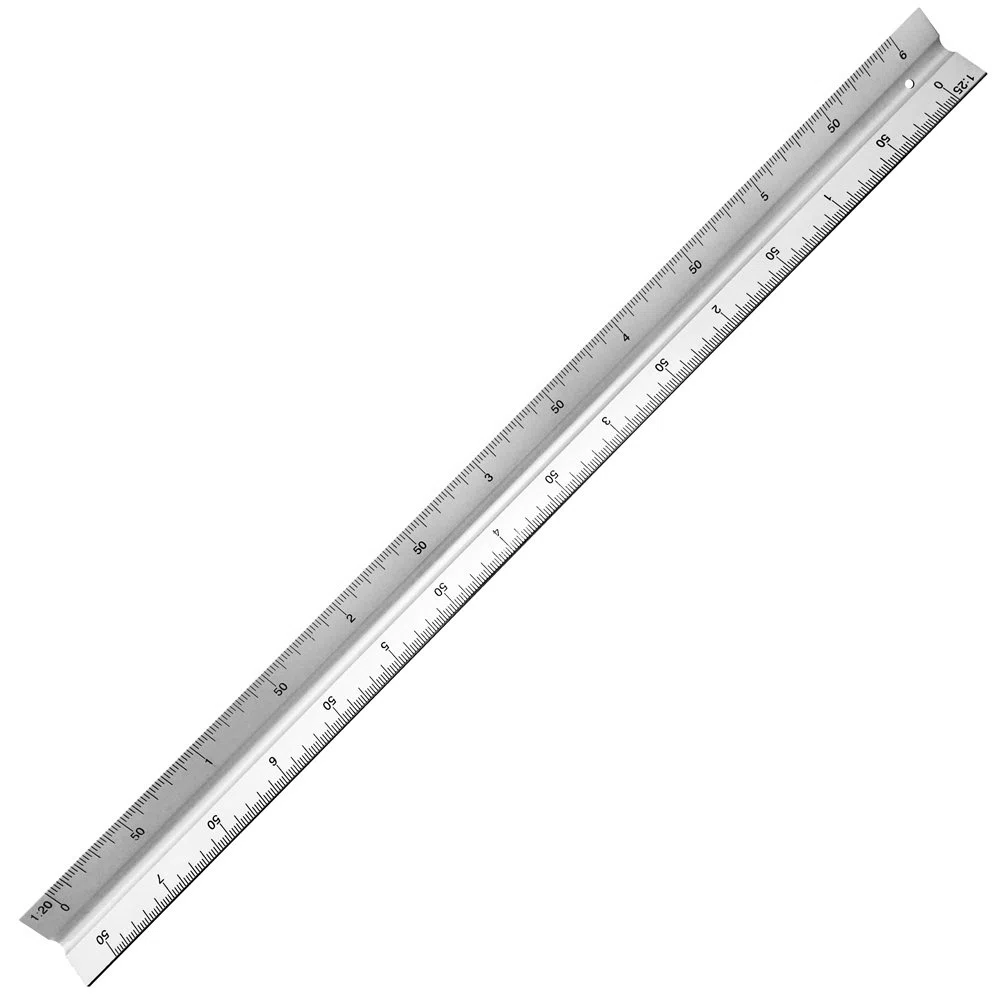 Regla de escala de ingeniero triangular métrica (aluminio sólido de grado profesional) 30 centímetros de ingeniería métrica, regla de dibujo mecánico arquitectónico, 1:20, 1:25, 1:50, 1:75