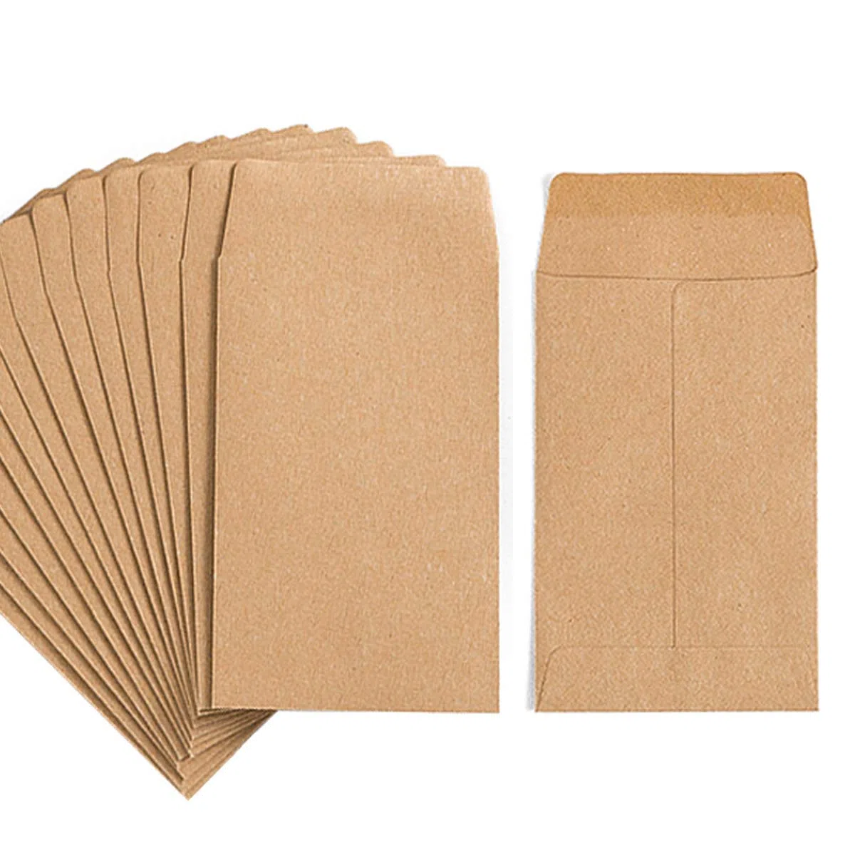 Paquete de 100 sobres de papel kraft para monedas pequeñas, sobres autoadhesivos de semillas de papel kraft, piezas pequeñas, sellos de almacenamiento, sobres para jardín, oficina o regalo de boda