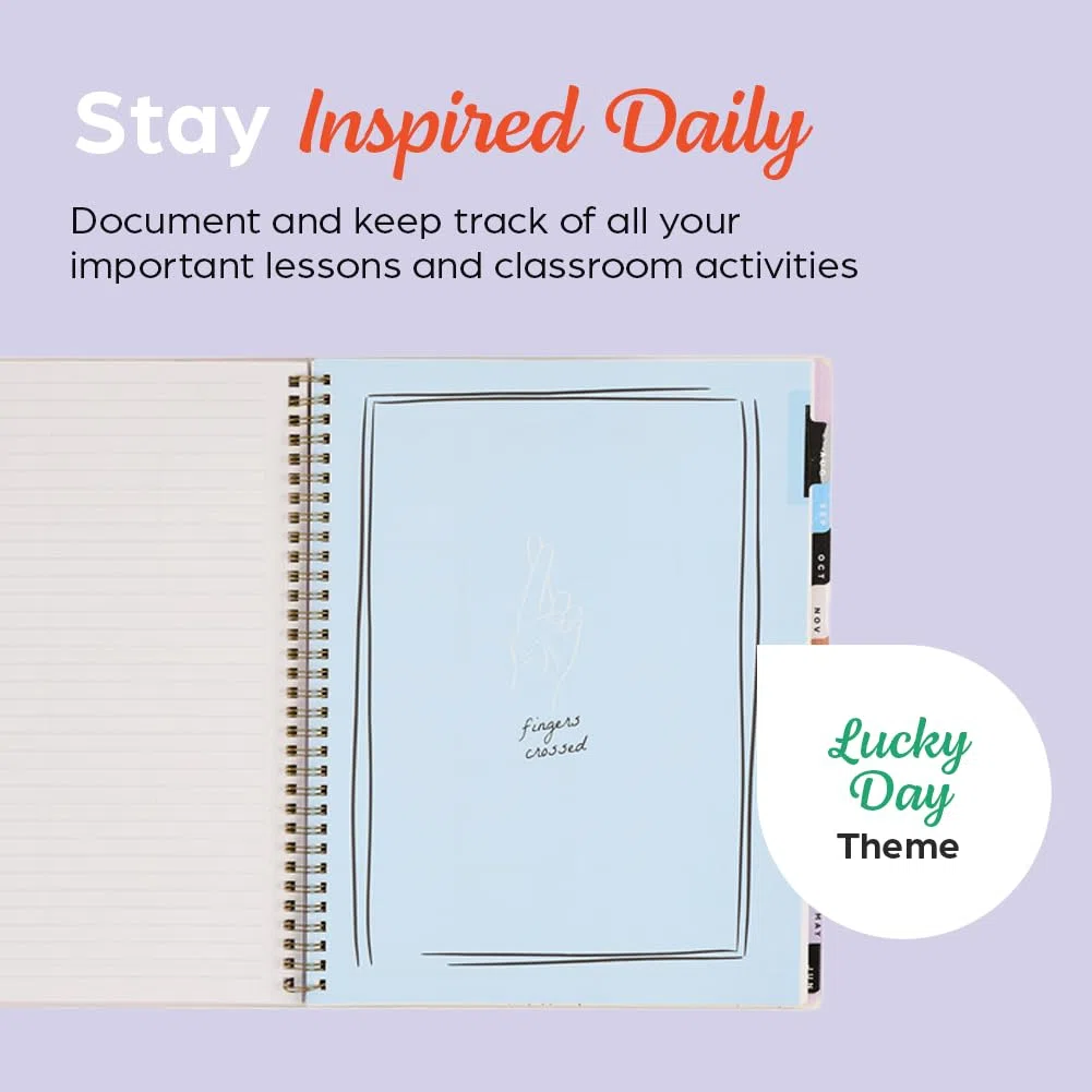 Organizado por Happy Planner - Agenda de doble bucle con fecha de 12 meses de julio de 2026 a junio de 2027, tamaño grande, 8.5 x 11 pulgadas, diseño académico, día de la suerte
