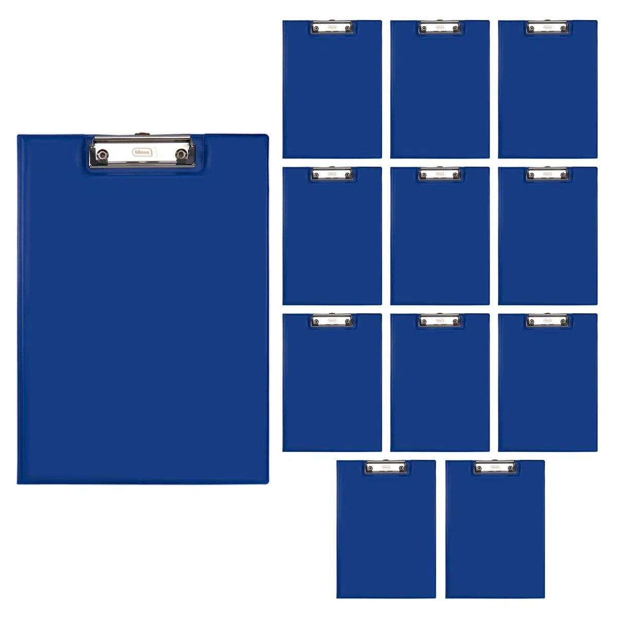 Idena 90295 - Carpeta portapapeles para DIN A4, 12 unidades, formato vertical, portapapeles revestido de PVC en azul, con tapa