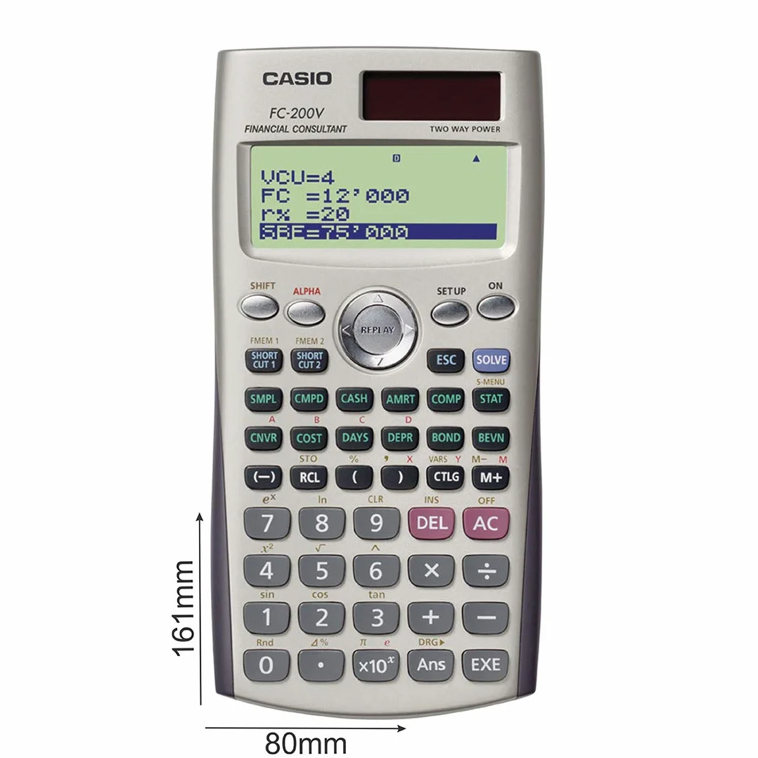 Casio FC-200V - Calculadora financiera, 12.2 x 80 x 161 mm, dorado