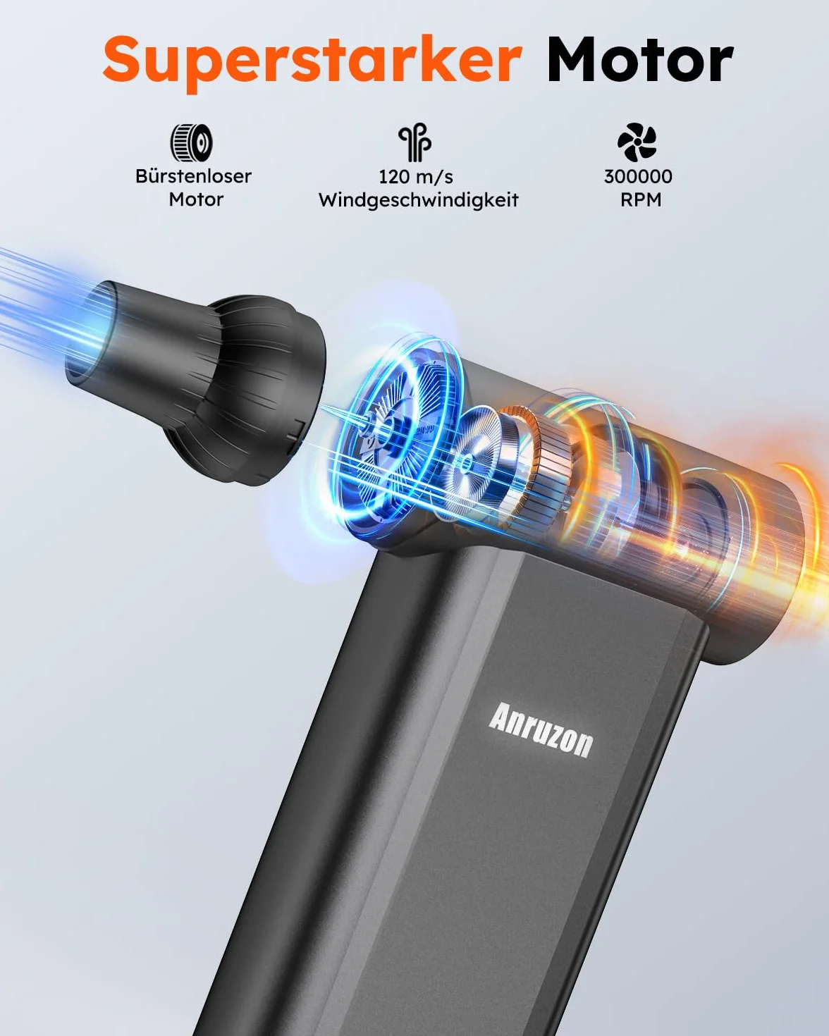Aire Comprimido Eléctrico para Limpieza de PC, 300000 RPM, 8 Velocidades, Batería 7600mAh, Soplador de Polvo para Teclado, Electrónica, Sofá, Coche