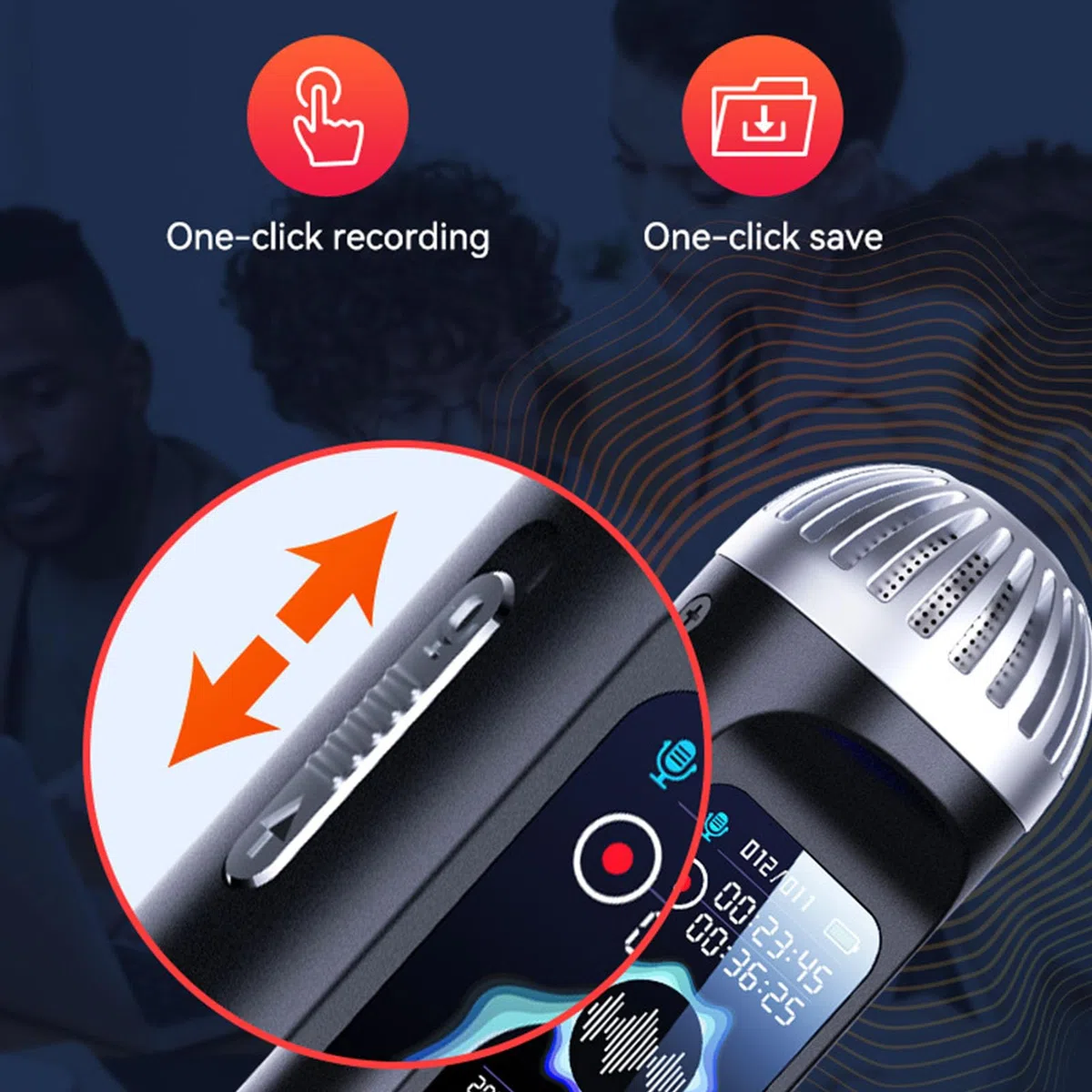 Grabadora Activada por Voz, Reducción de Ruido Grabadora de Voz Portátil de Reproducción de Música HiFi con Micrófono para Reuniones (32GB)