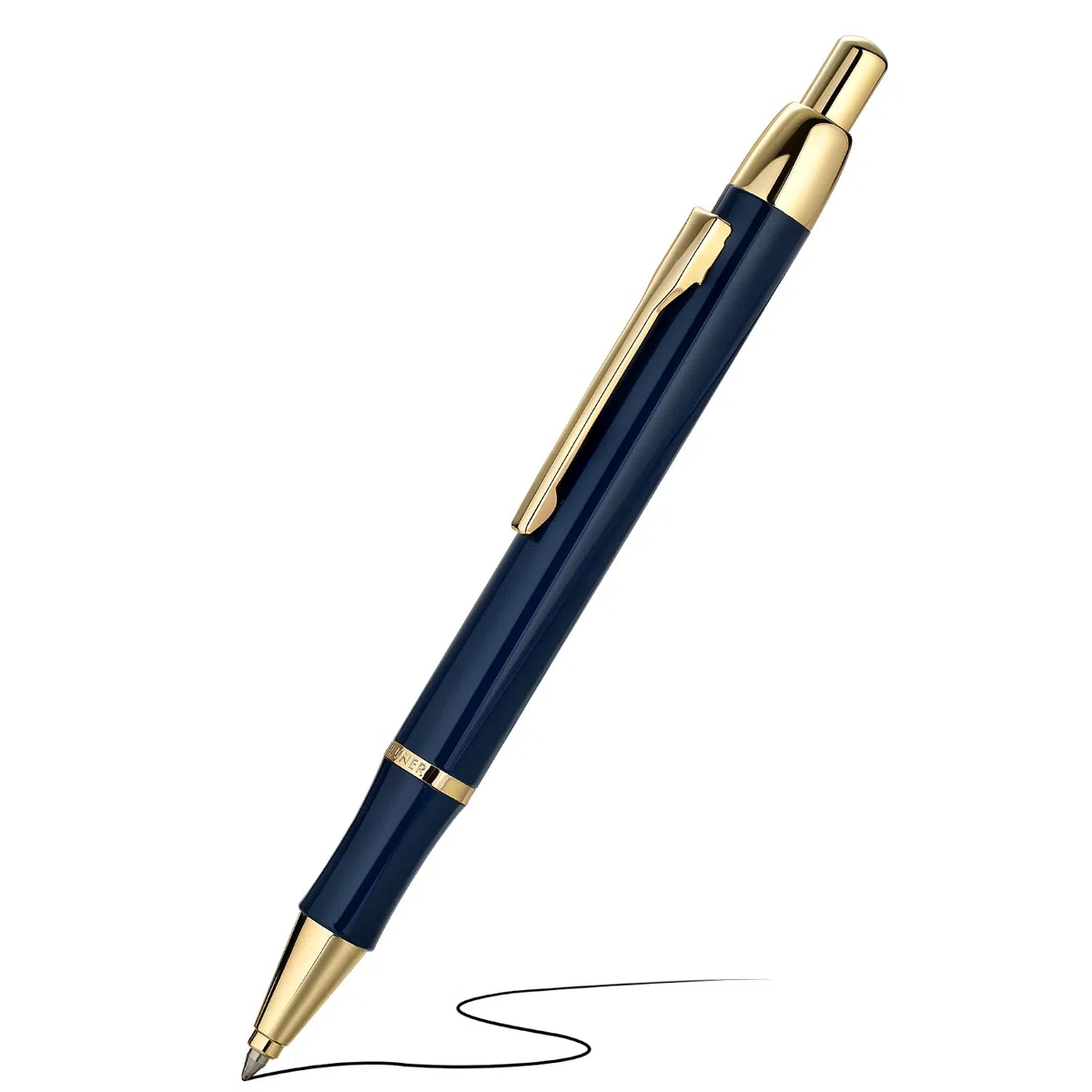 Bolígrafo de gel de lujo, revestimiento decorativo chapado en oro auténtico, punta mediana, con estuche de regalo.