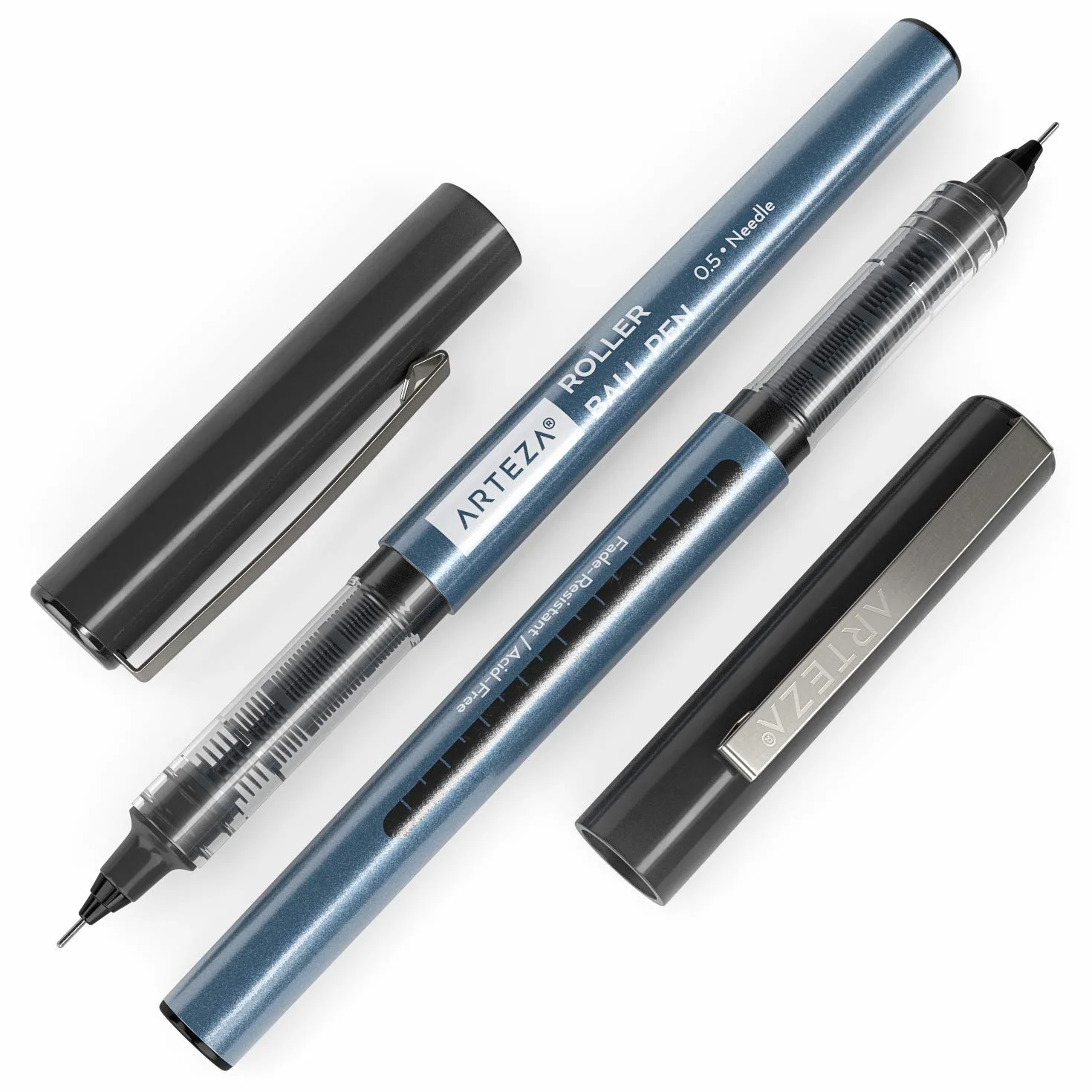 ARTEZA Bolígrafos de punta fina, paquete a granel de 20 bolis negros de tinta líquida con punta de aguja extra fina de 0,5 mm para escribir, tomar notas y dibujar con precisión