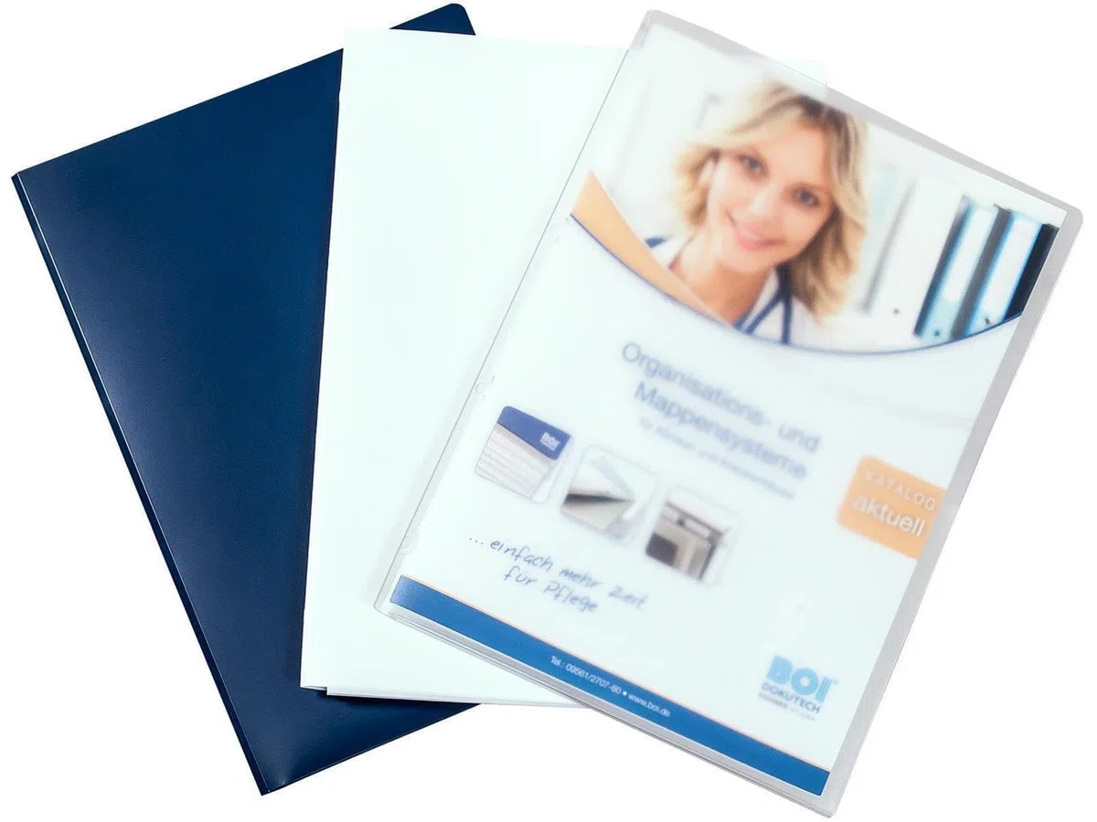 Carpeta de presentación de PP Incluye autoadhesivo bolsillo para tarjetas de visita, 10 unidades), varios colores, color azul