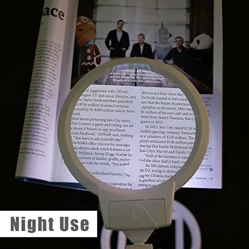 YUHINN Lupa Lupa con Soporte, luz LED, Plegable, Ajustable, ayudas de Lectura de Baja visión para Trabajos de reparación de Cerca, Costura Inspección