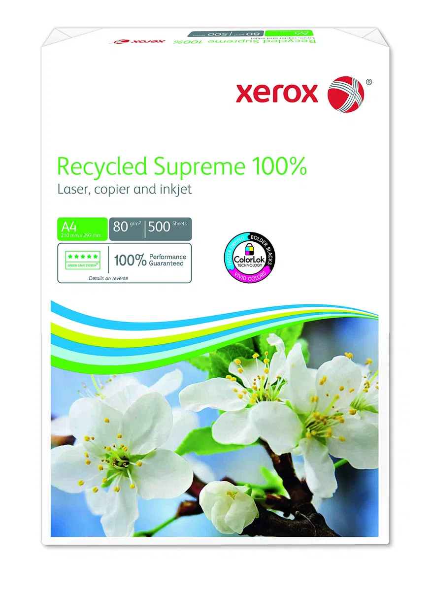 Xerox Recycled Supreme 100% - Papel reciclado premium blanco CIE 150-80 g/m² A4 - Caja de 5 x 500 hojas