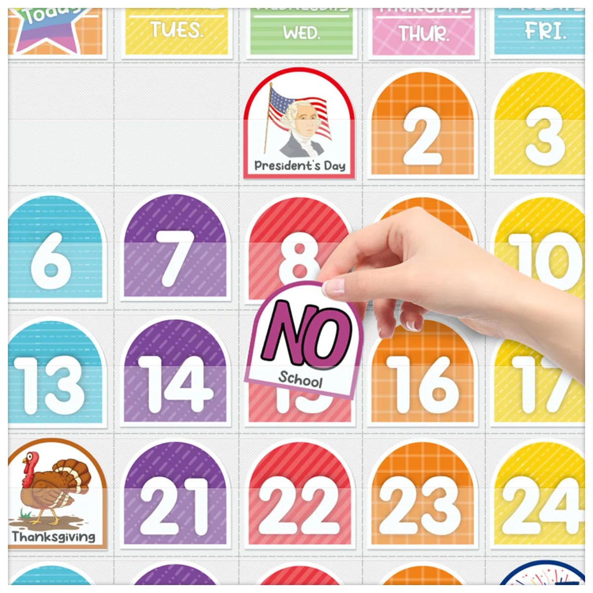 Calendario de aula, calendario de bolsillo, calendario para niños, calendario montado en la pared, calendario con 96 tarjetas coloridas, para el hogar o jardín de infantes y calendario de aula