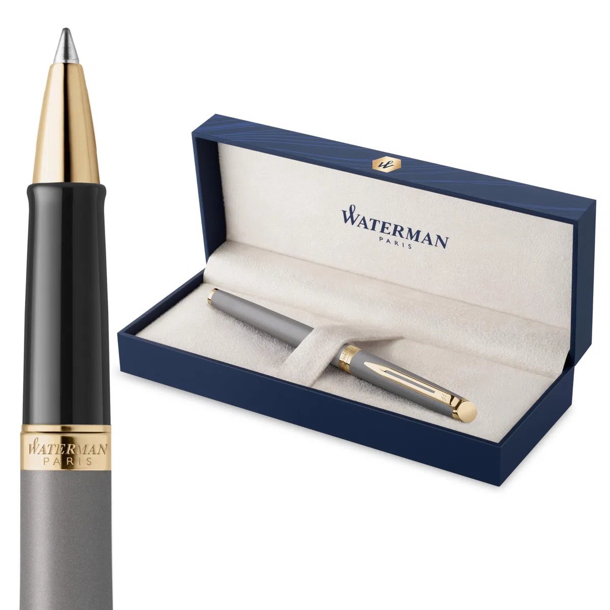 Waterman Hémisphère Pluma estilográfica | La Edición Discreta | Gris piedra | plumín mediano de acero inoxidable | estuche de regalo