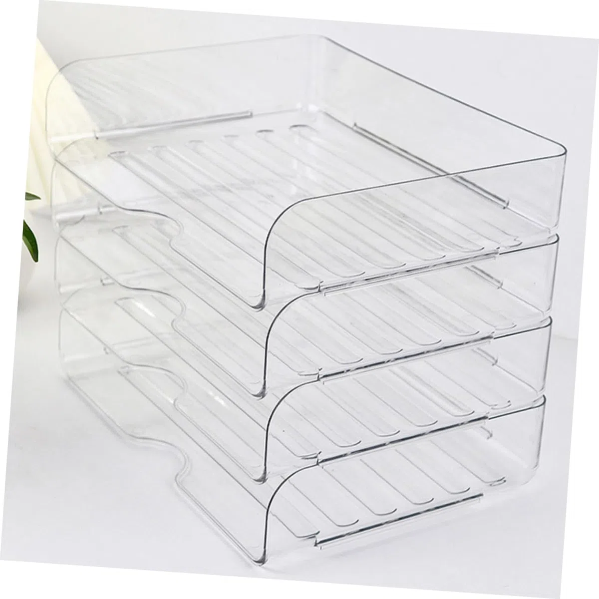 STOBOK 4piezas Organizador De Escritorio Apilable Bandejas Transparentes Para Oficina y Práctica Para Archivar y Material De Oficina