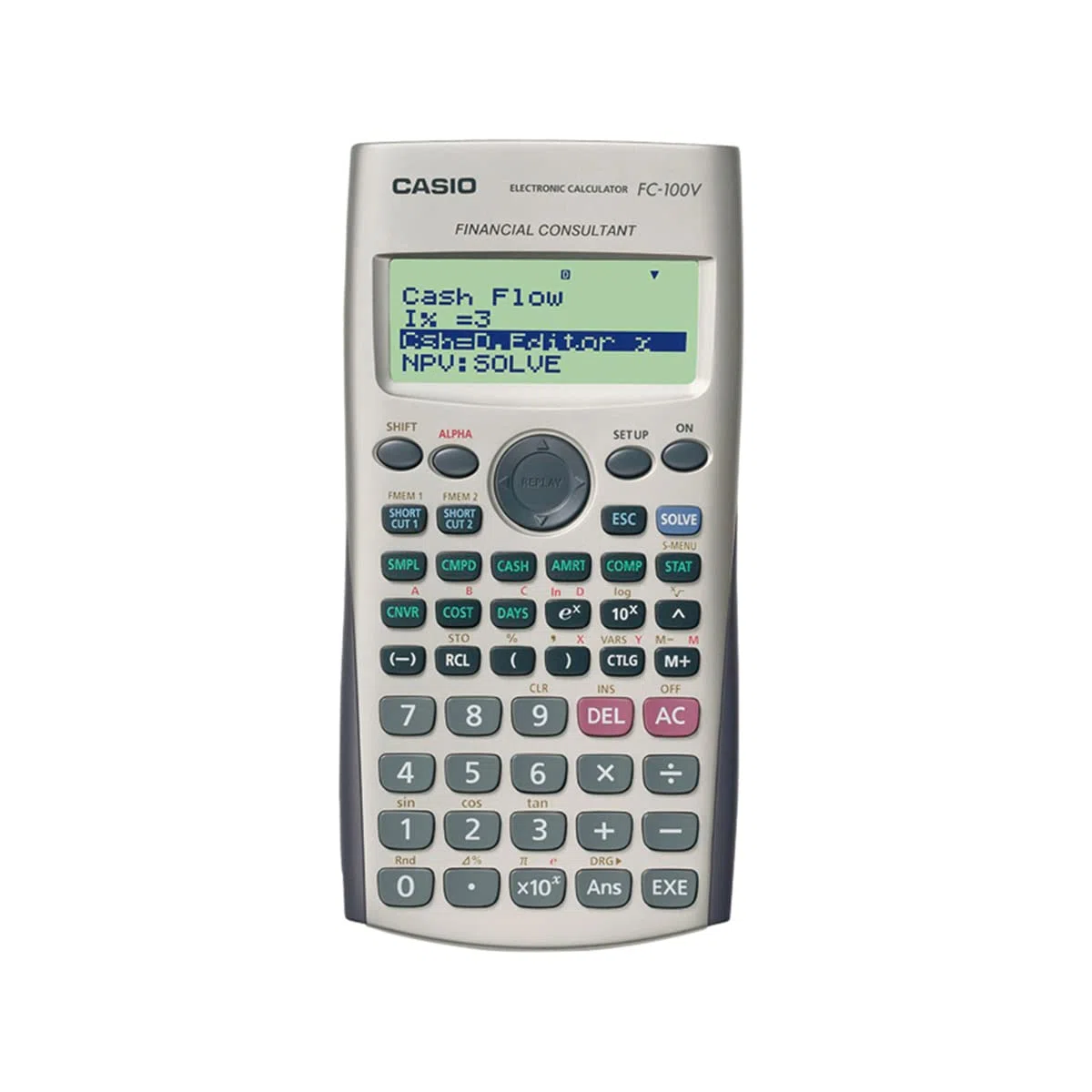 Casio FC-100V Bolsillo - Calculadora (Bolsillo, Calculadora financiera, 4 líneas, Flash, Batería, Gris)