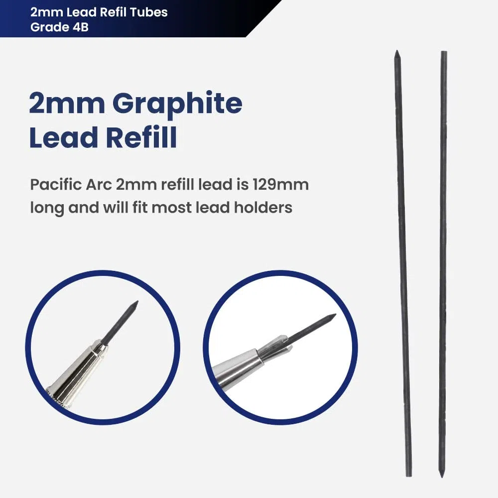 Pacific Arc Recambio de soporte de plomo – 2 mm – 2 por tubo – 4B – para arte, bocetos, dibujo técnico
