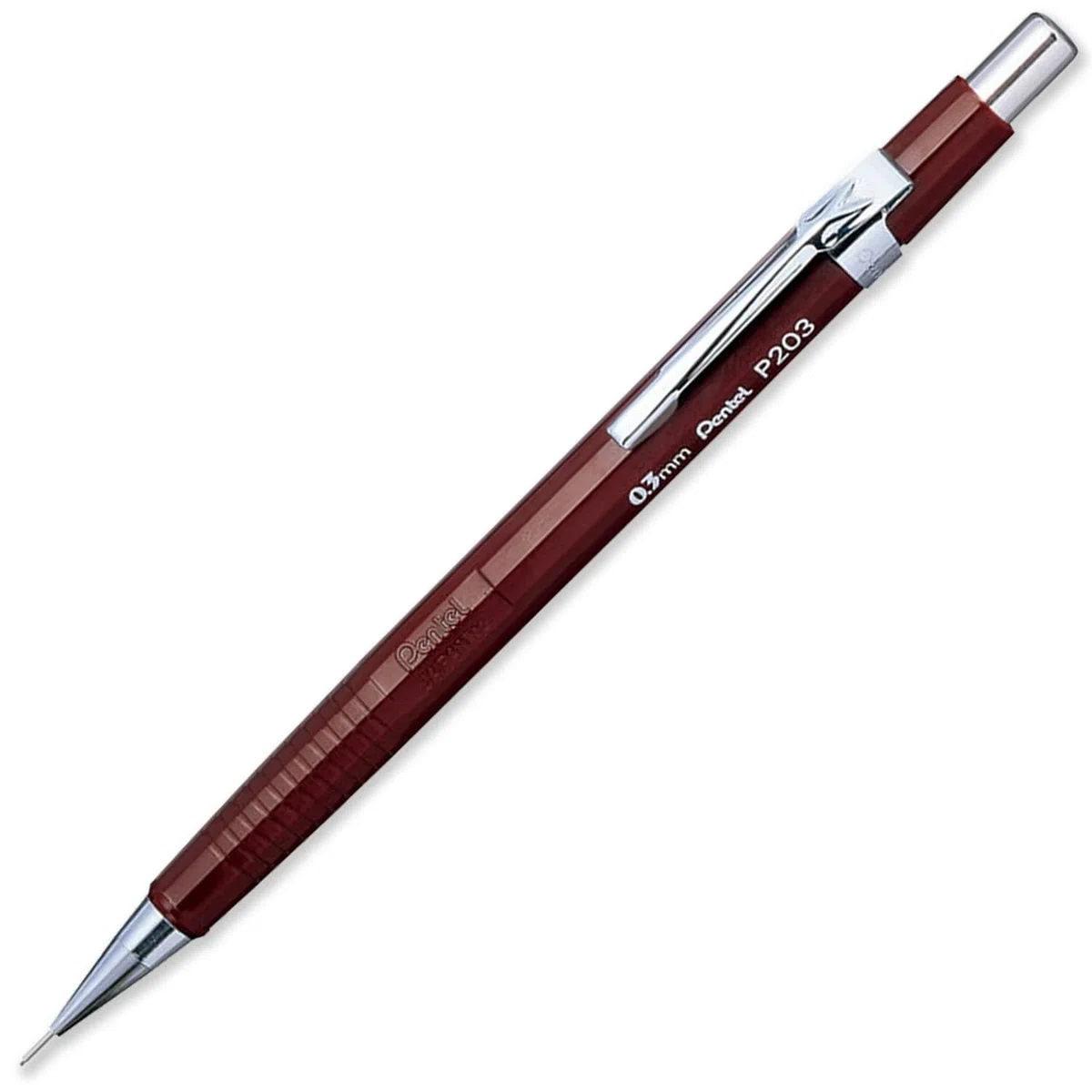 Pentel P200 Series - Portaminas automáticas (mina HB, 3 lápices + 3 tubos de minas de recambio), en paquete de regalo (P203 (0,3 mm)