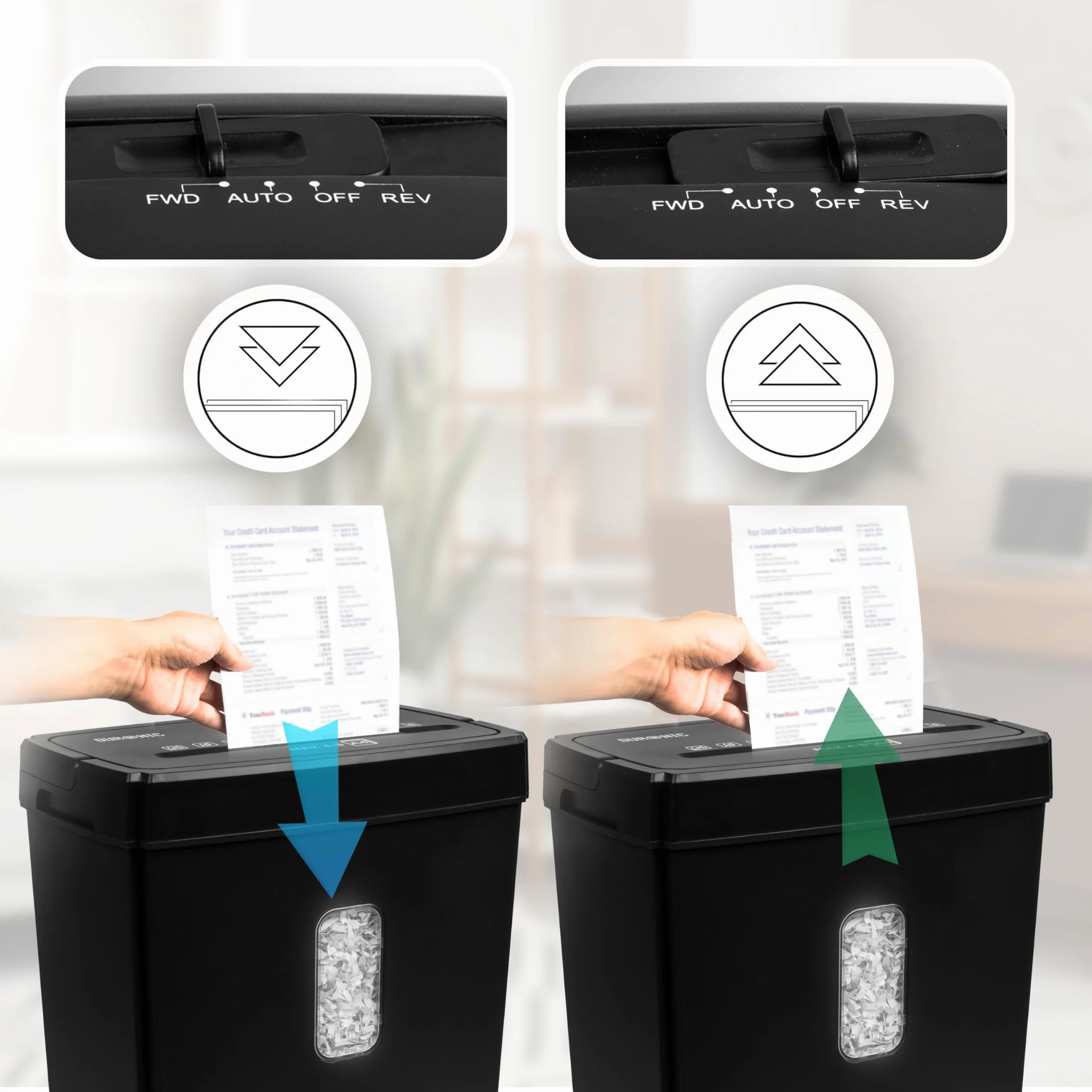 Duronic PS657 Destructora de Documentos | 5 x A4 Capacidad 15 L | Corte Transversal eléctrico 170 W | para el hogar y la Oficina | Destructora de Escritorio | Papelera extraíble