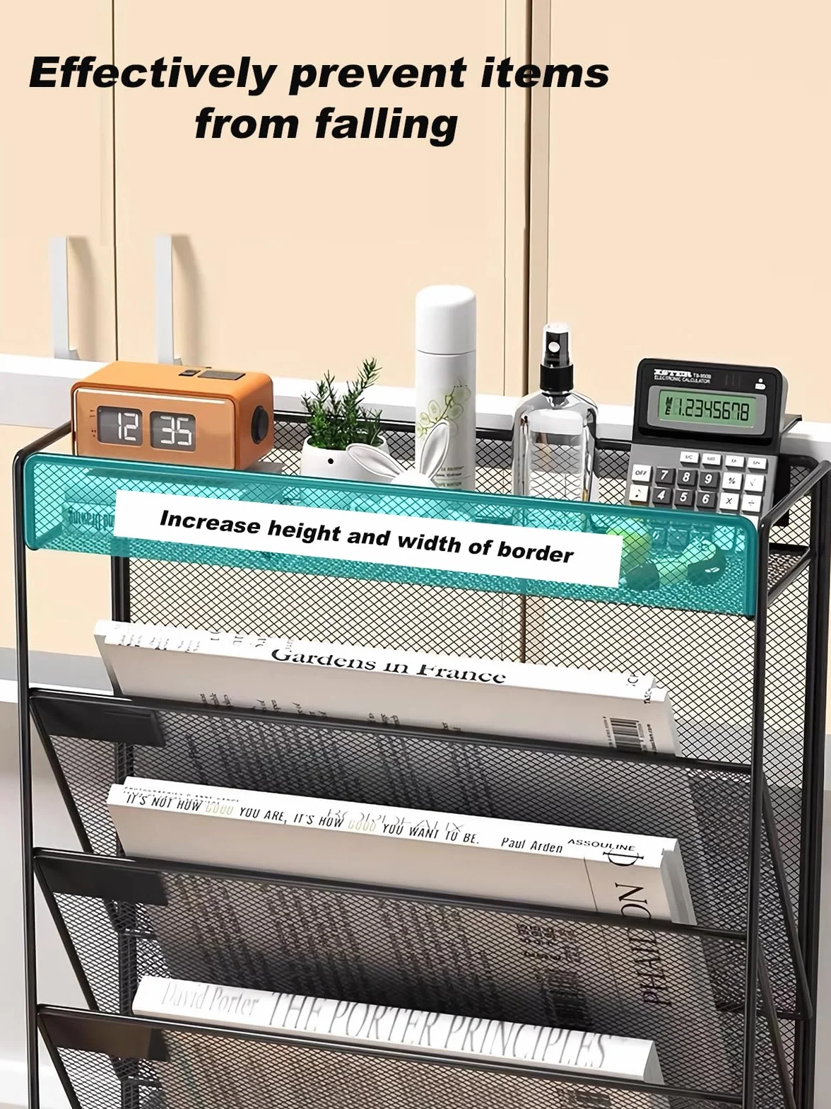 Organizador de archivos de pared de malla de 5 niveles, organizador colgante vertical de 3 bolsillos con bandeja superior/inferior | 2 ganchos | Montaje en pared y colgante de puerta para oficina y