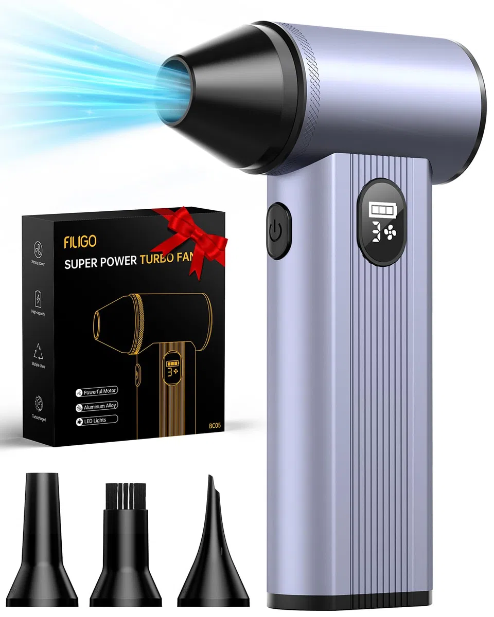Plumero de aire comprimido inalámbrico con luz LED, batería de 8000 mAh, motor sin escobillas, soplador de aire eléctrico ajustable de 4 engranajes para el hogar, coche, computadora, al aire libre