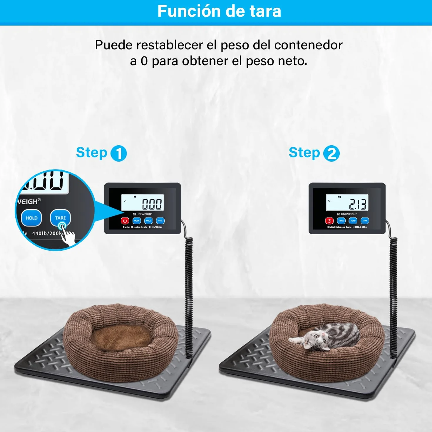 UNIWEIGH Báscula digital de precisión 10 g, plataforma de acero, para paquetes, con LCD/Hold/Tara, pilas y USB