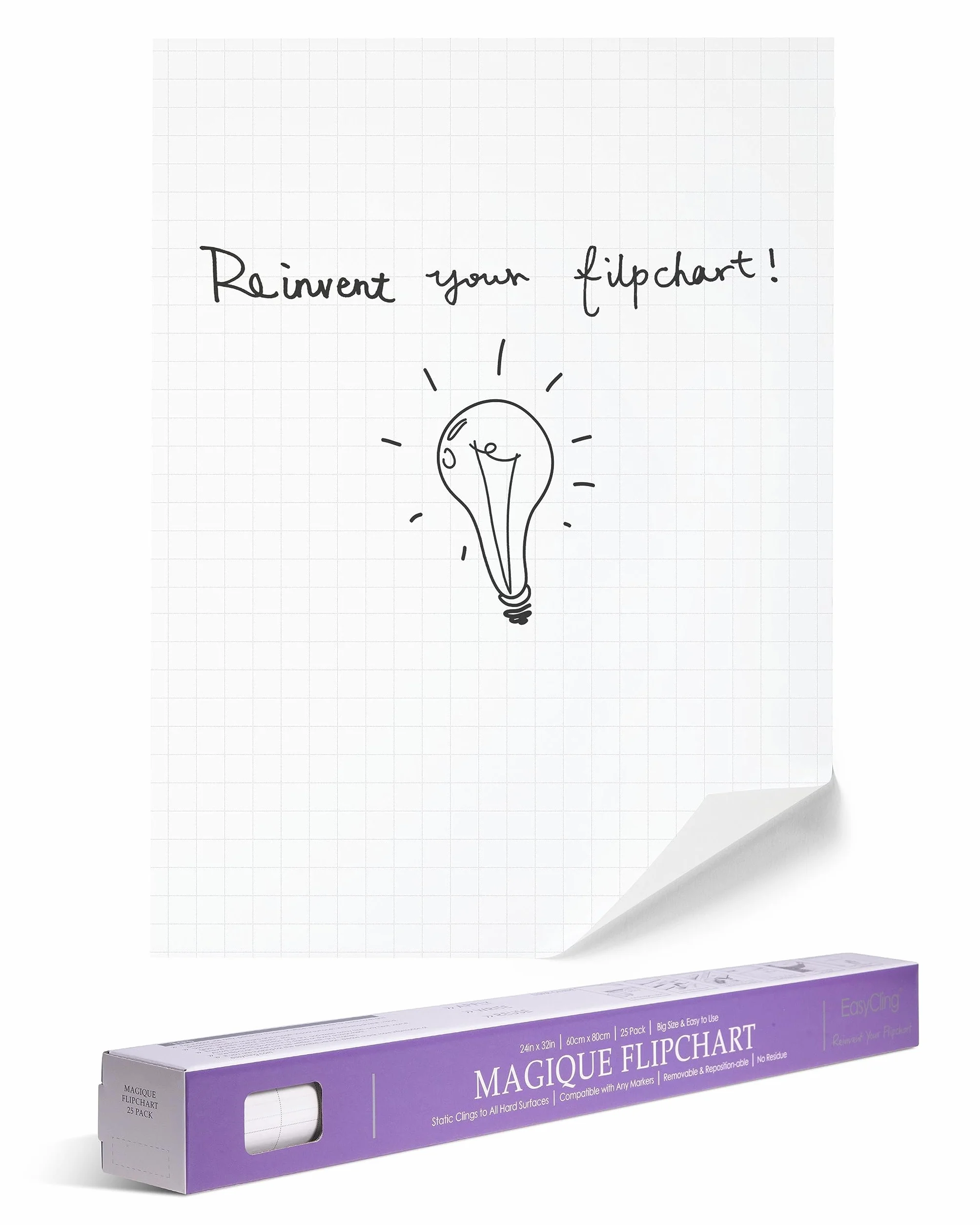 Magique Flipchart Foil 60x80 cm 25 hojas película electrostática para pizarras