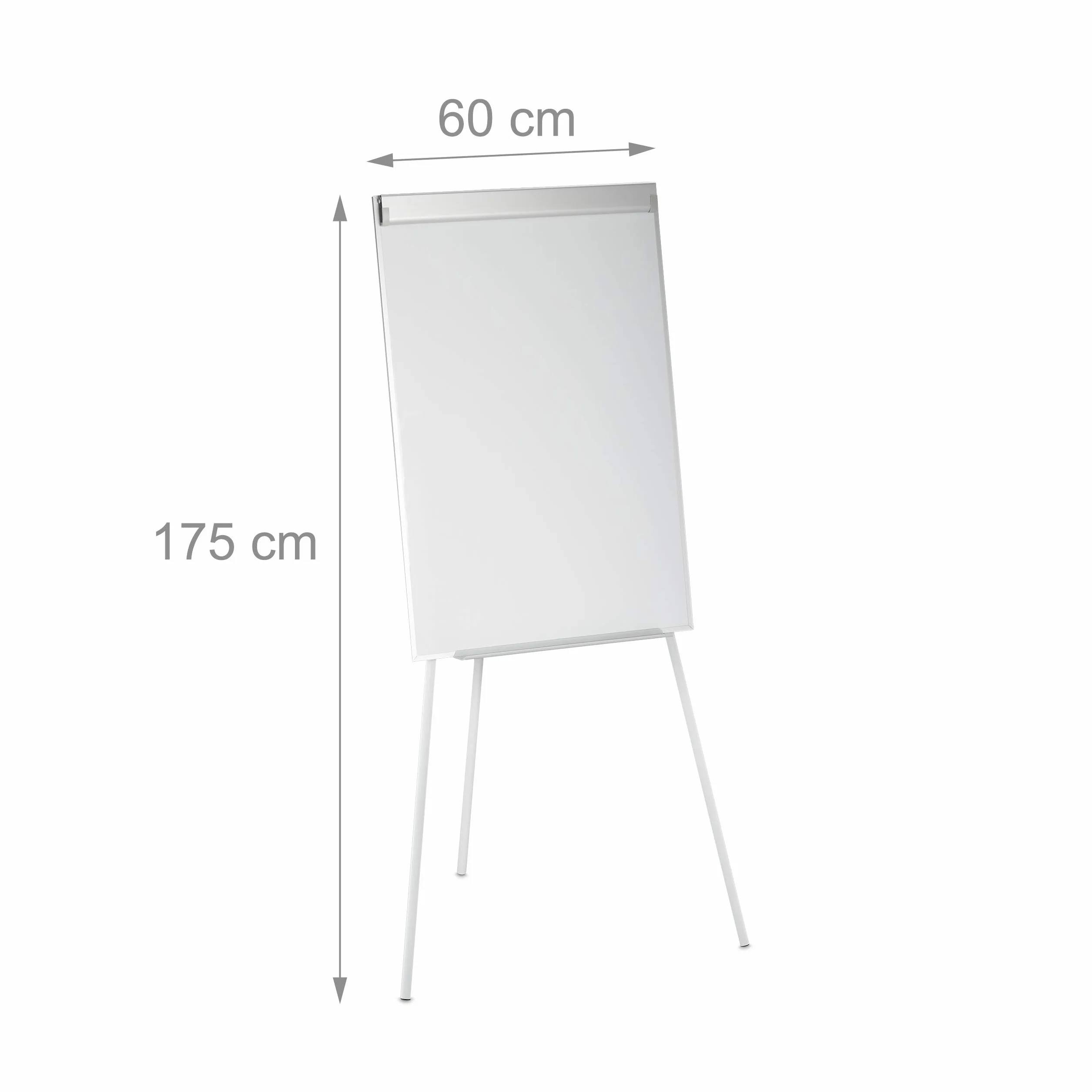 Relaxdays Rotafolios con Pizarra Blanca Magnética, Altura Regulable, Trípode, Estante para Rotulador, 90 x 60 cm, Blanco