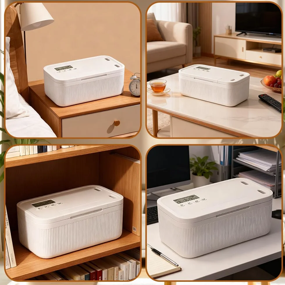 Caja de Seguridad con Temporizador, 23.9 x 13.1 x 9.6 cm, Caja de Autodisciplina, Bloqueo Temporizado para Teléfonos