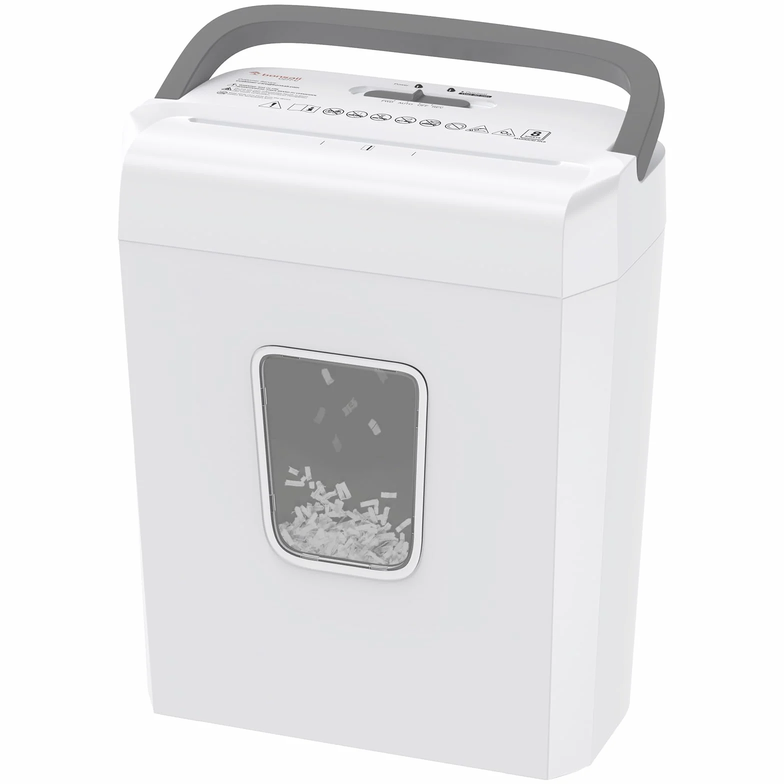 Bonsaii Destructora de Papel, Trituradora de 8 Hojas, Corte en Cruz P-4 (5x18mm), Destruye Tarjetas de Crédito, Grapas, Sobrecarga Protegida, Contenedor 13L para Oficina y Casa, C277-C