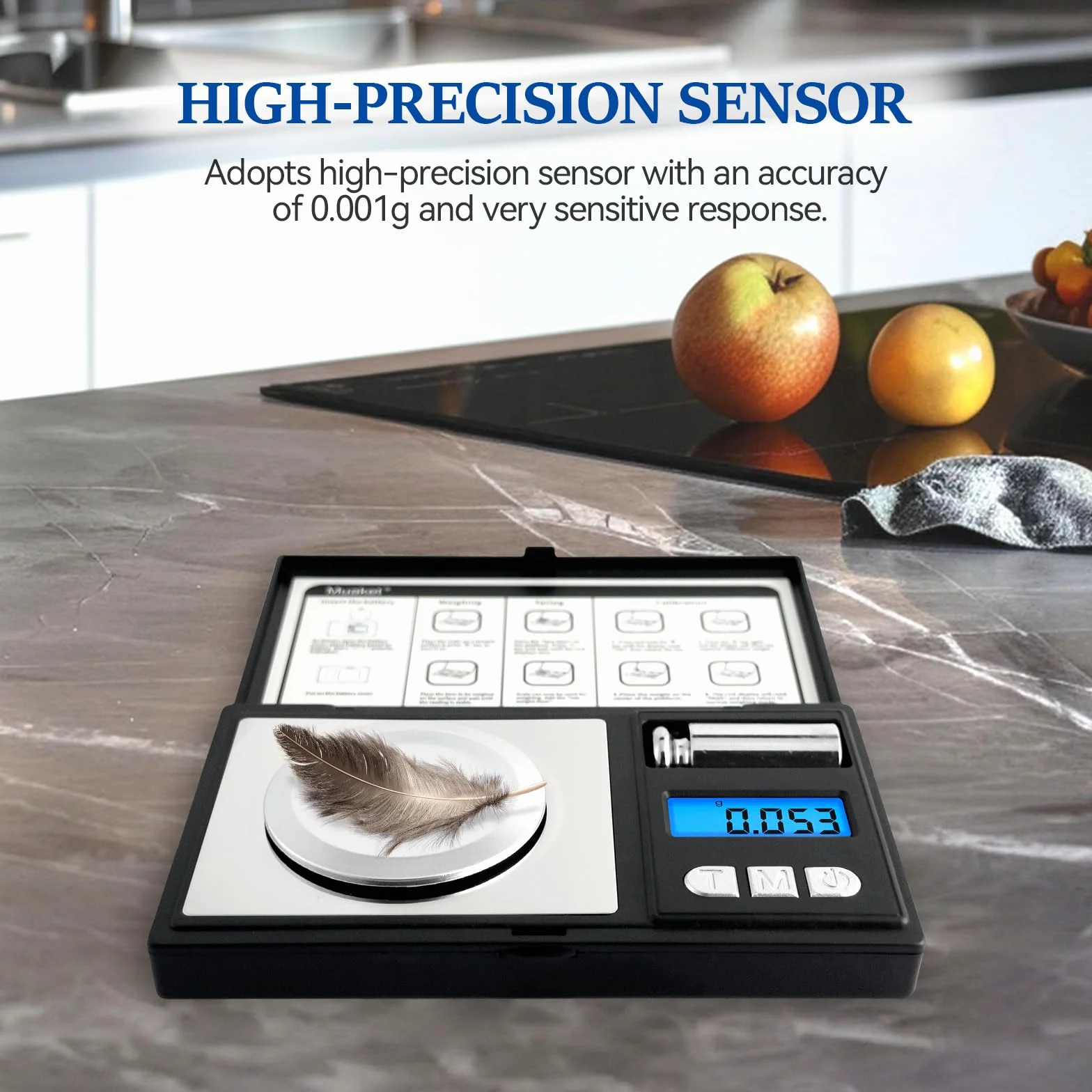 Báscula Precisión 0,001g/50g, Alta Precisión Balanza Miligramos con Pesas de Calibración, Balanza Precision Digital para Pesar Polvos, Medicamentos, Bascula Cocina con Pinzas y Bandeja, Negro
