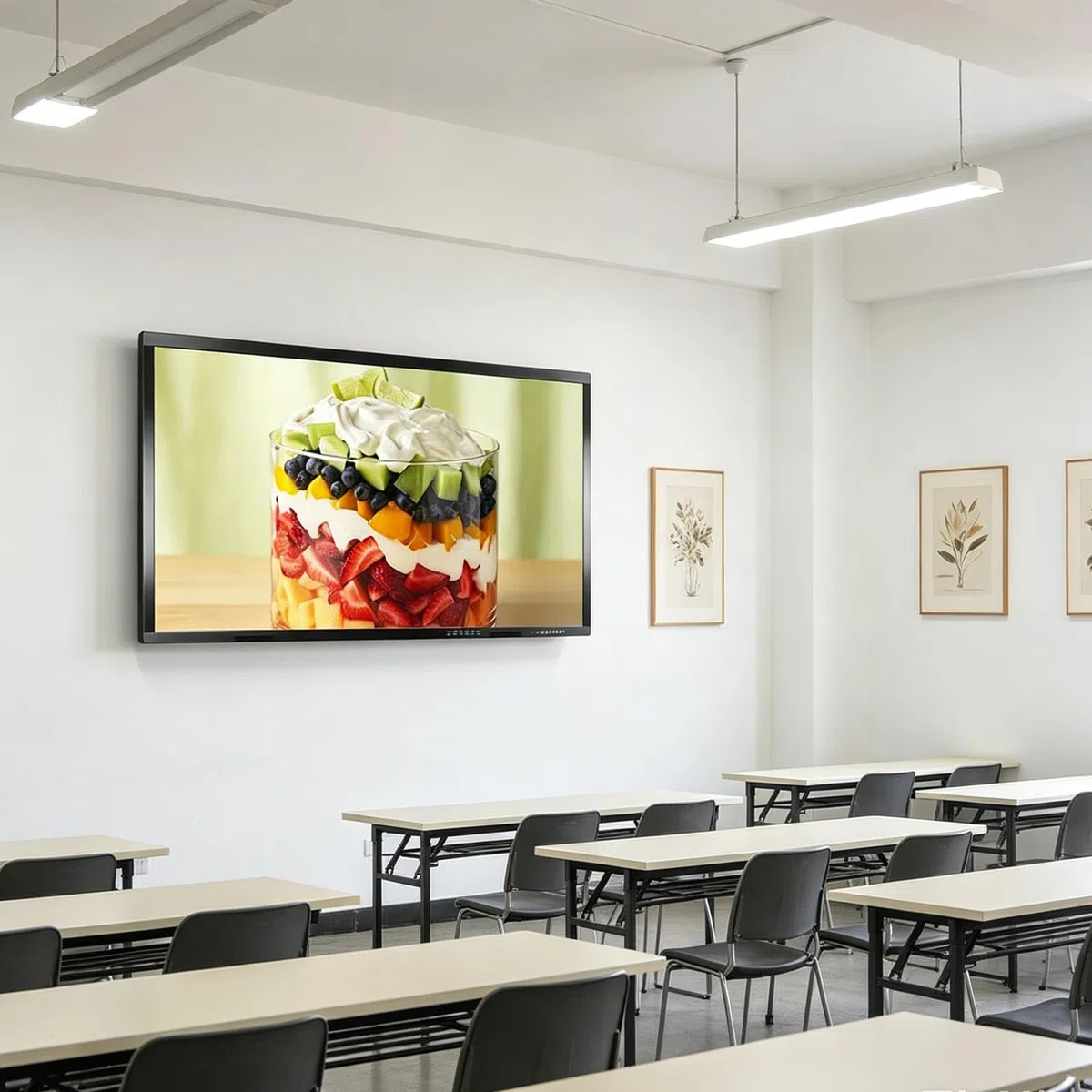 Pantalla táctil inteligente para reuniones empresariales Modo de doble sistemas Panel IPS 4K recubierto con capa superficial mate antirreflejo para Aulas Oficina(1260 * 770mm/49.6 * 30.31in)