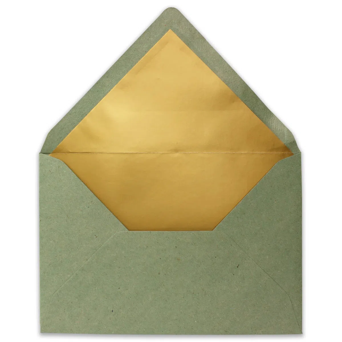 100 sobres DIN C5, 15,6 x 22 cm, de papel kraft en verde con forro de seda dorado, pegado en húmedo, de la serie UmWelt